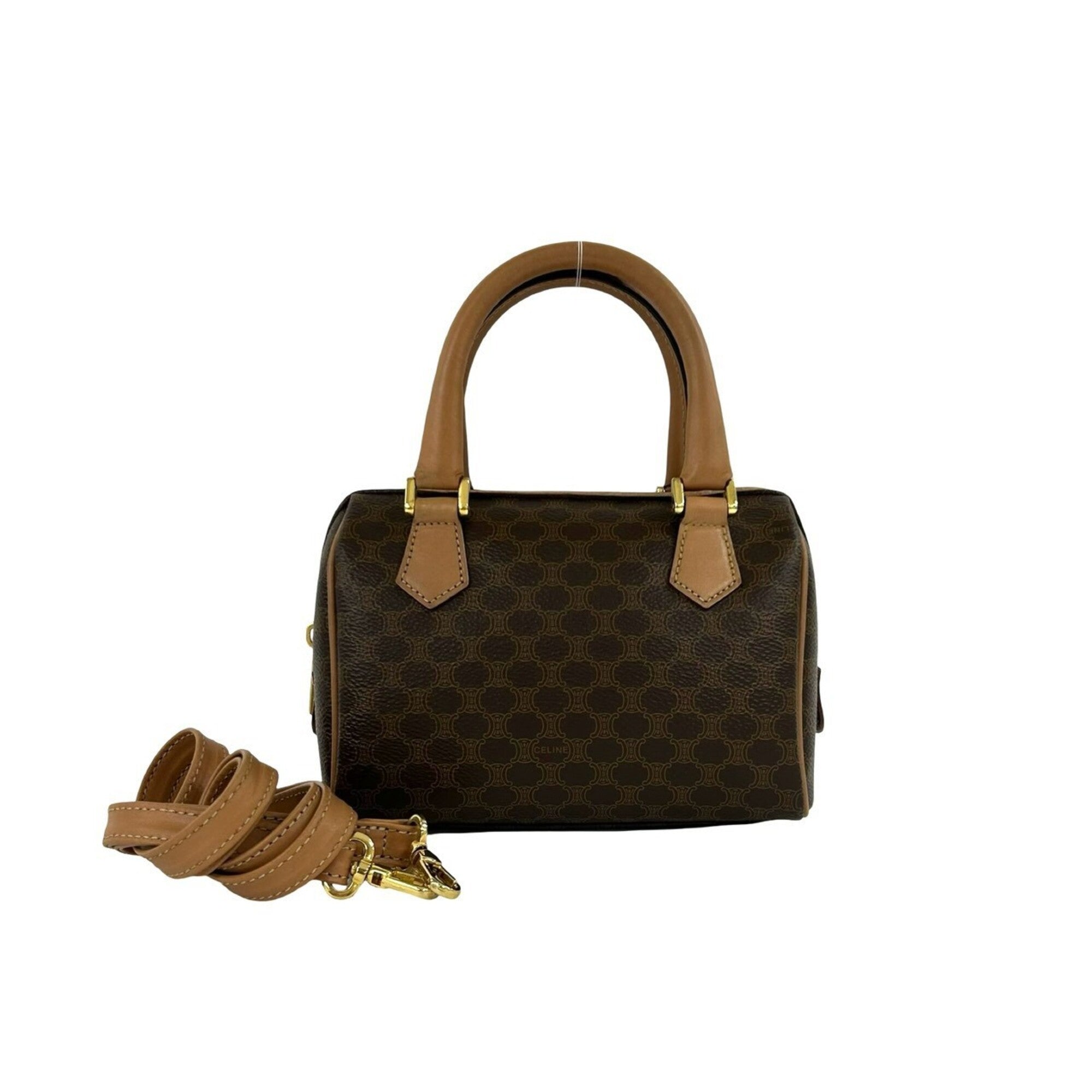 Celine Brown Leather Pvc Handbag Shoulder Bag (Pre-Owned)