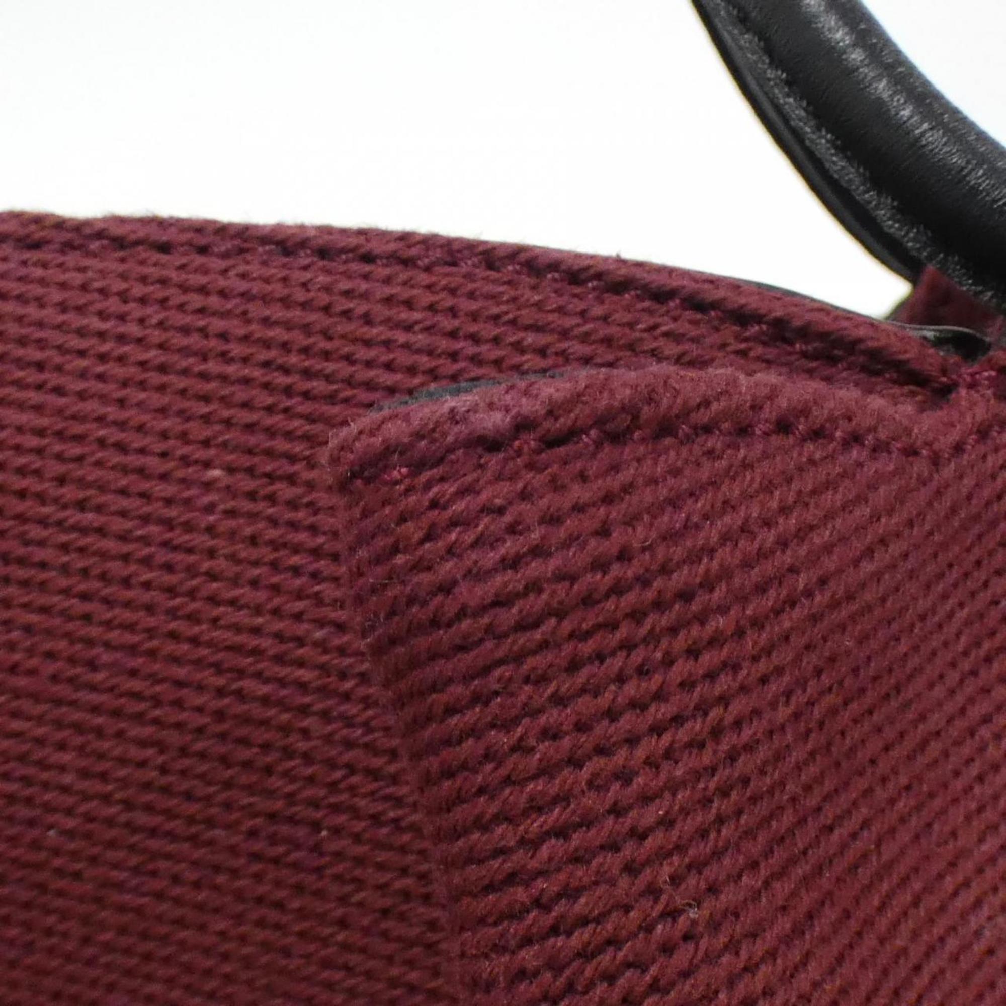 Loewe Black Burgundy Canvas Leather Handbag (Pre-Owned)