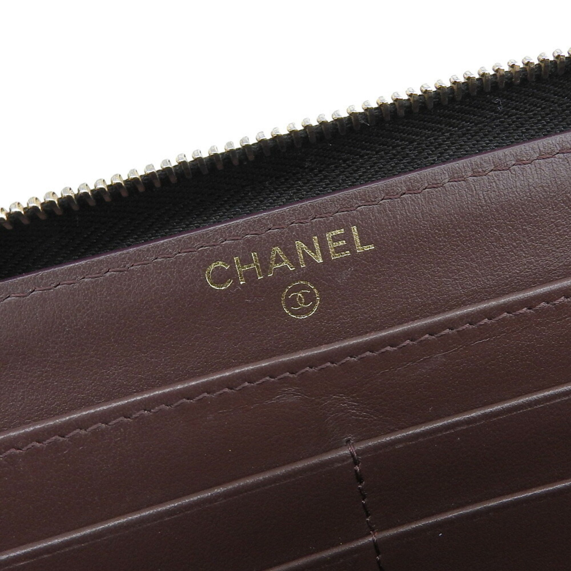Chanel Black Grained Calfskin Long Wallet (Bi-Fold) (Pre-Owned)