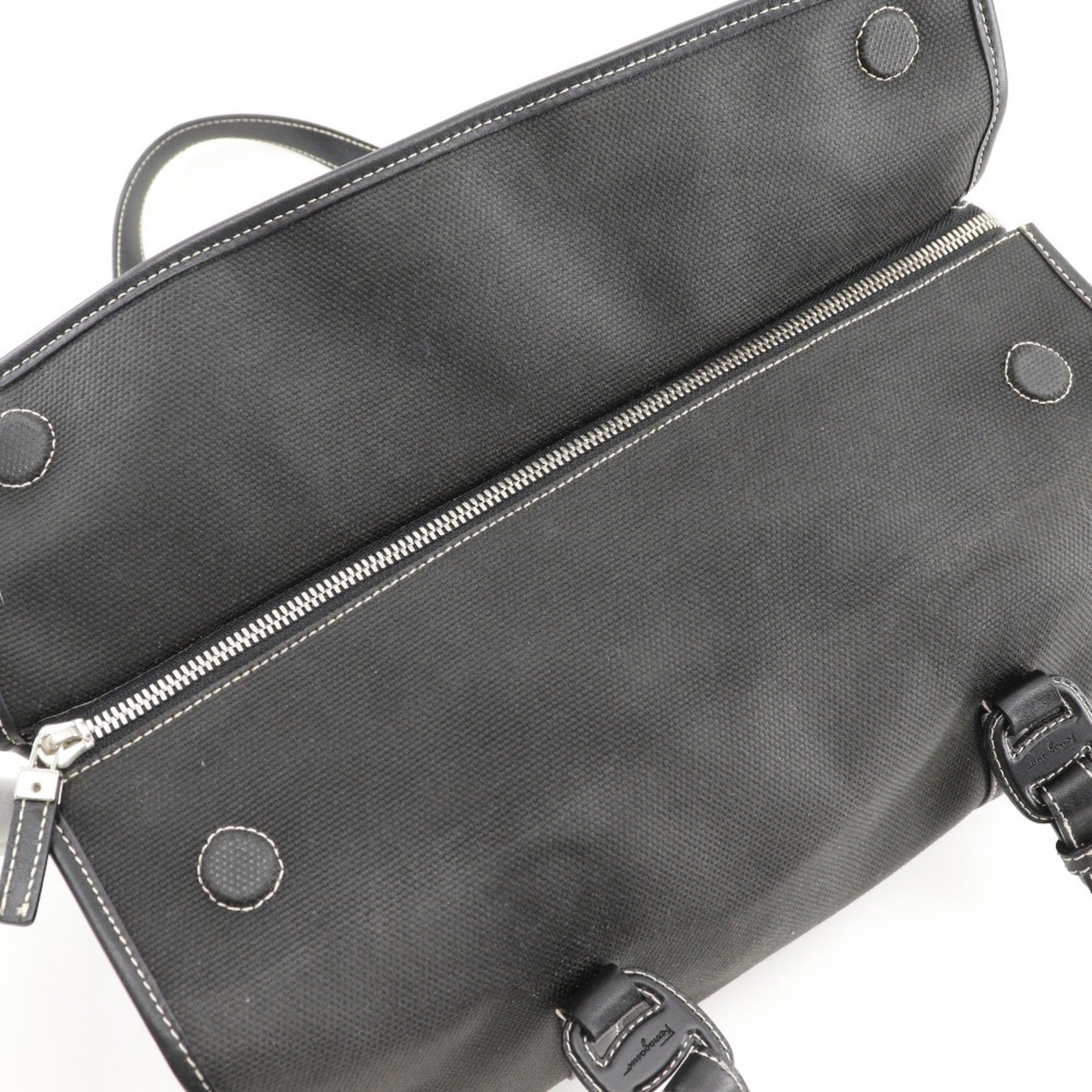 Salvatore Ferragamo Black Canvas Handbag (Pre-Owned)