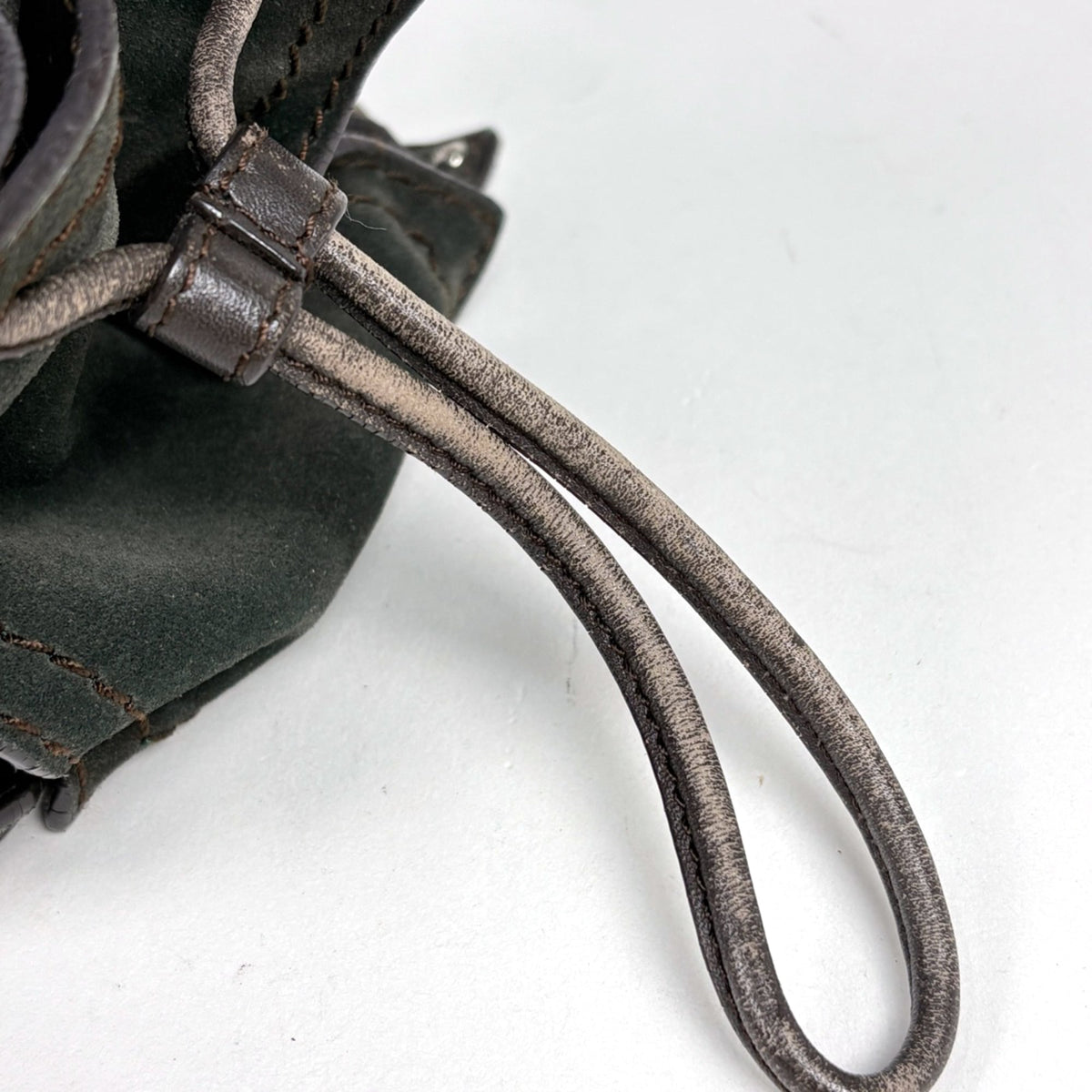 Loewe Brown Green Suede Leather Shoulder Bag (Pre-Owned)