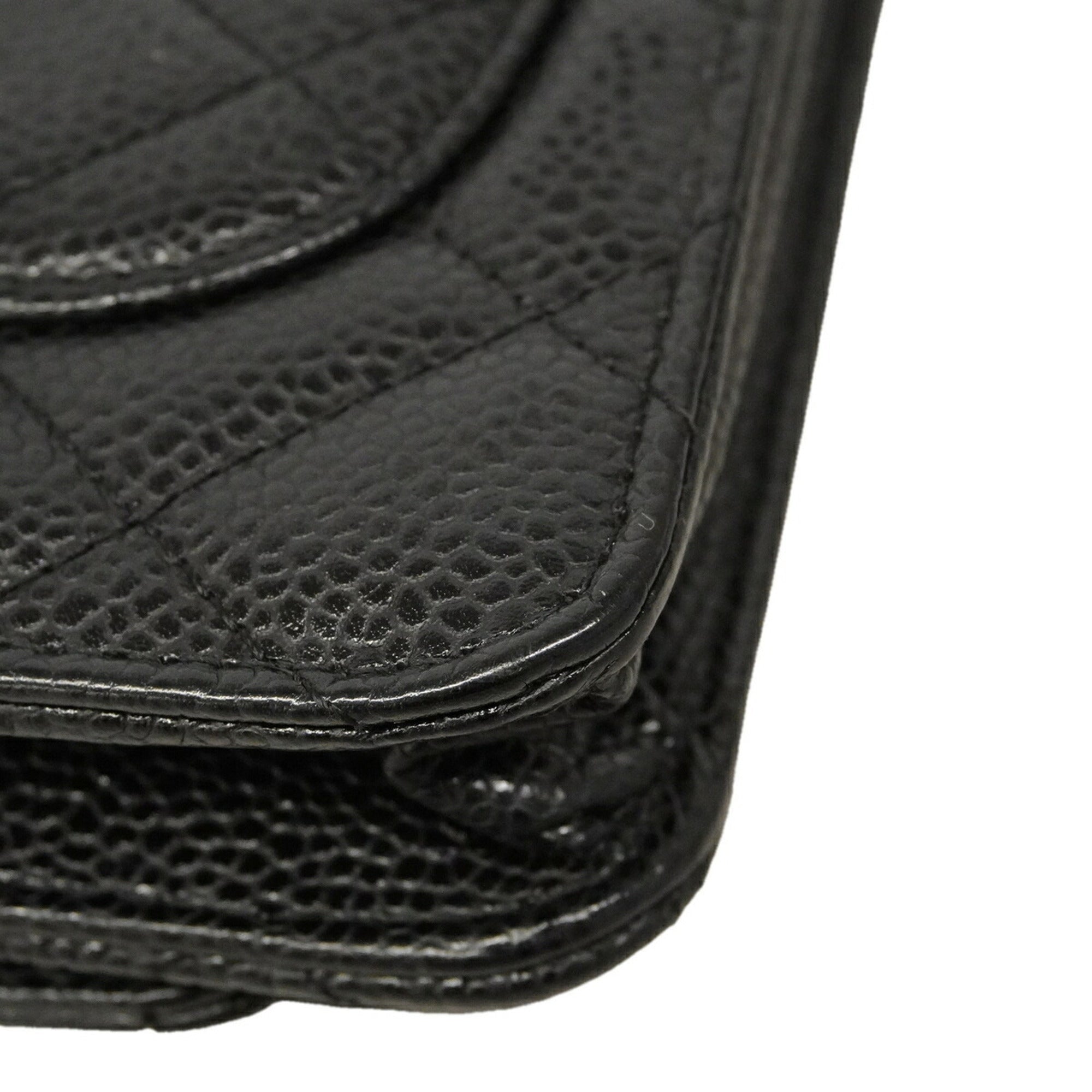 Chanel Black Grained Calfskin Chain/Shoulder Wallet (Pre-Owned)