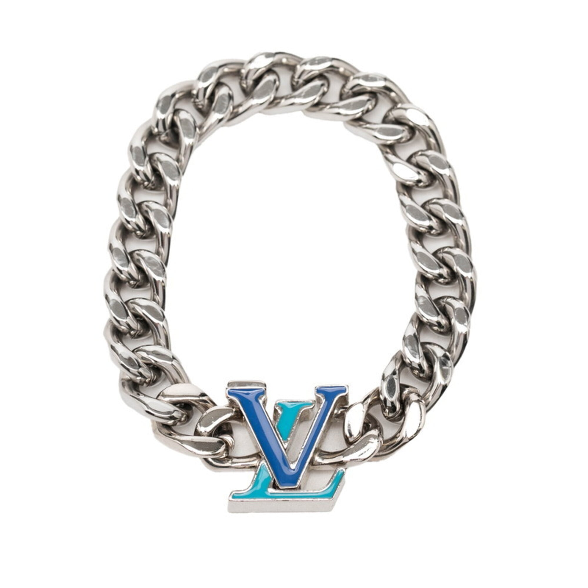 Louis Vuitton Silver Blue Metal Charm Bracelet (Pre-Owned)