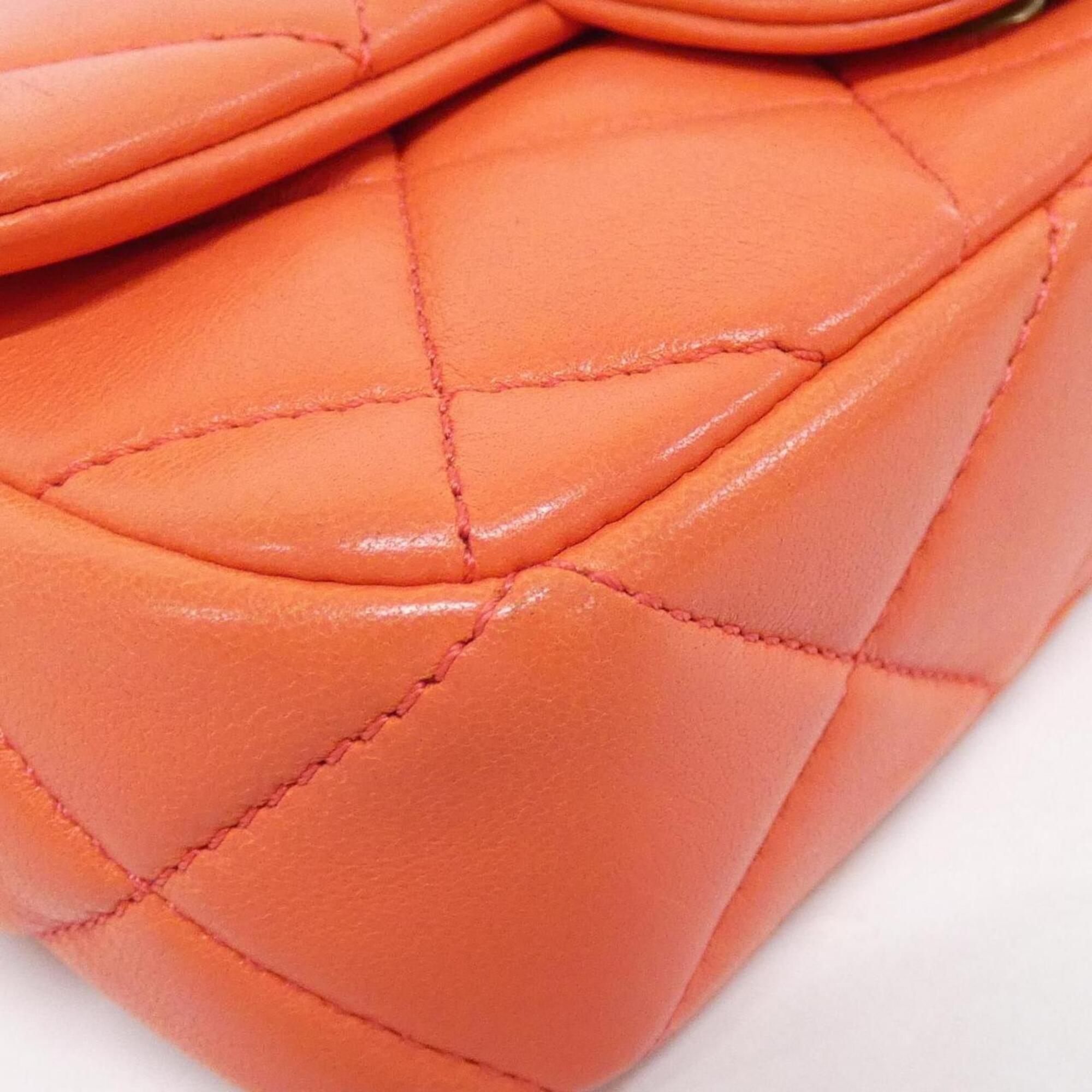 Chanel Orange Artificial Pearl Leather Shoulder Bag (Pre-Owned)