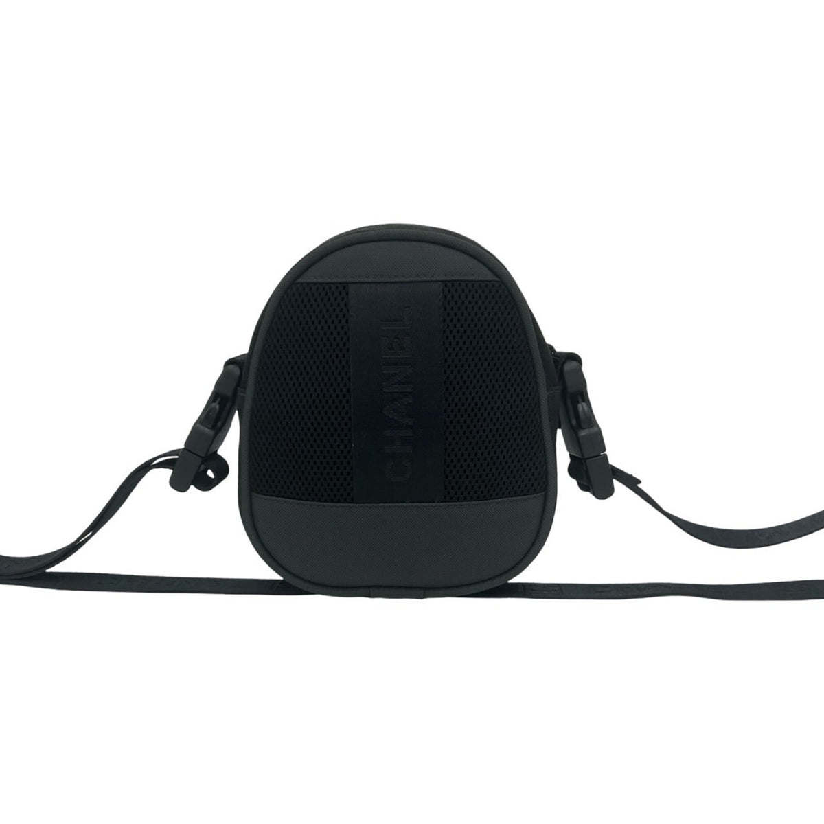 Chanel Black Khaki Canvas Nylon Shoulder Bag (Pre-Owned)