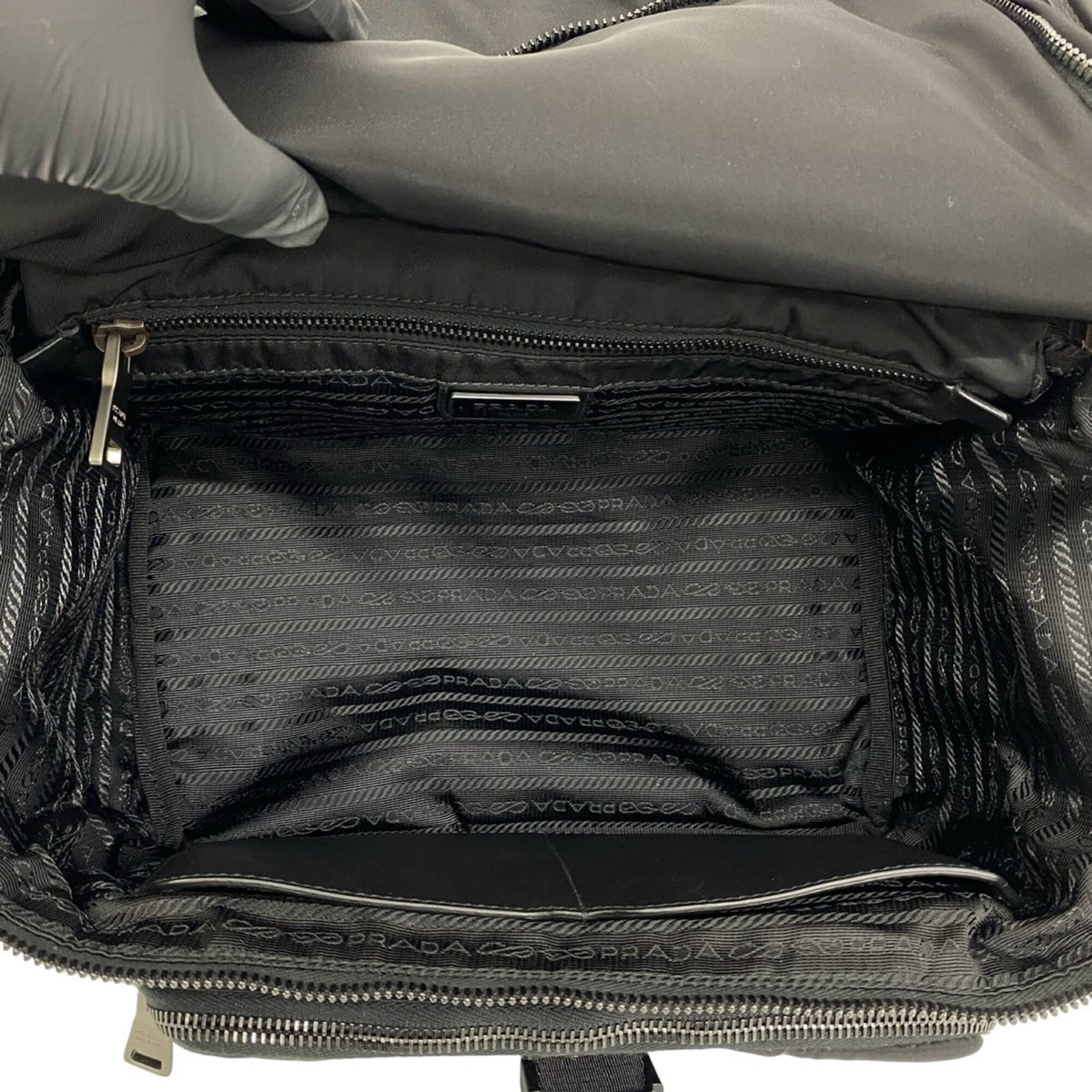 Prada Black Nylon Leather Shoulder Bag Vanity Bag (Pre-Owned)
