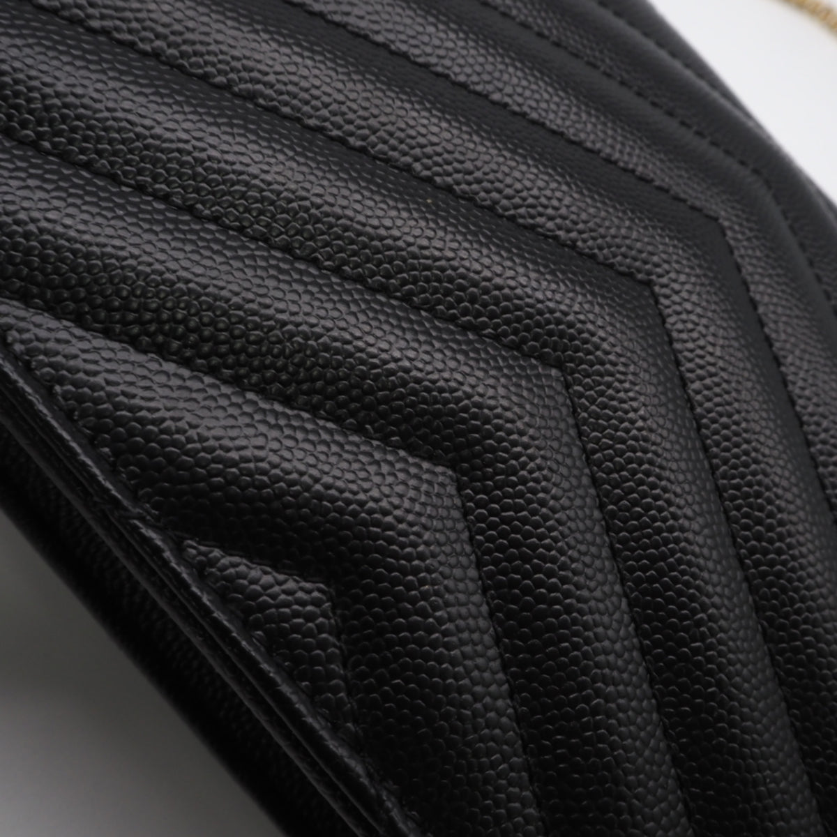 Yves Saint Laurent Black Leather Chain/Shoulder Wallet (Pre-Owned)