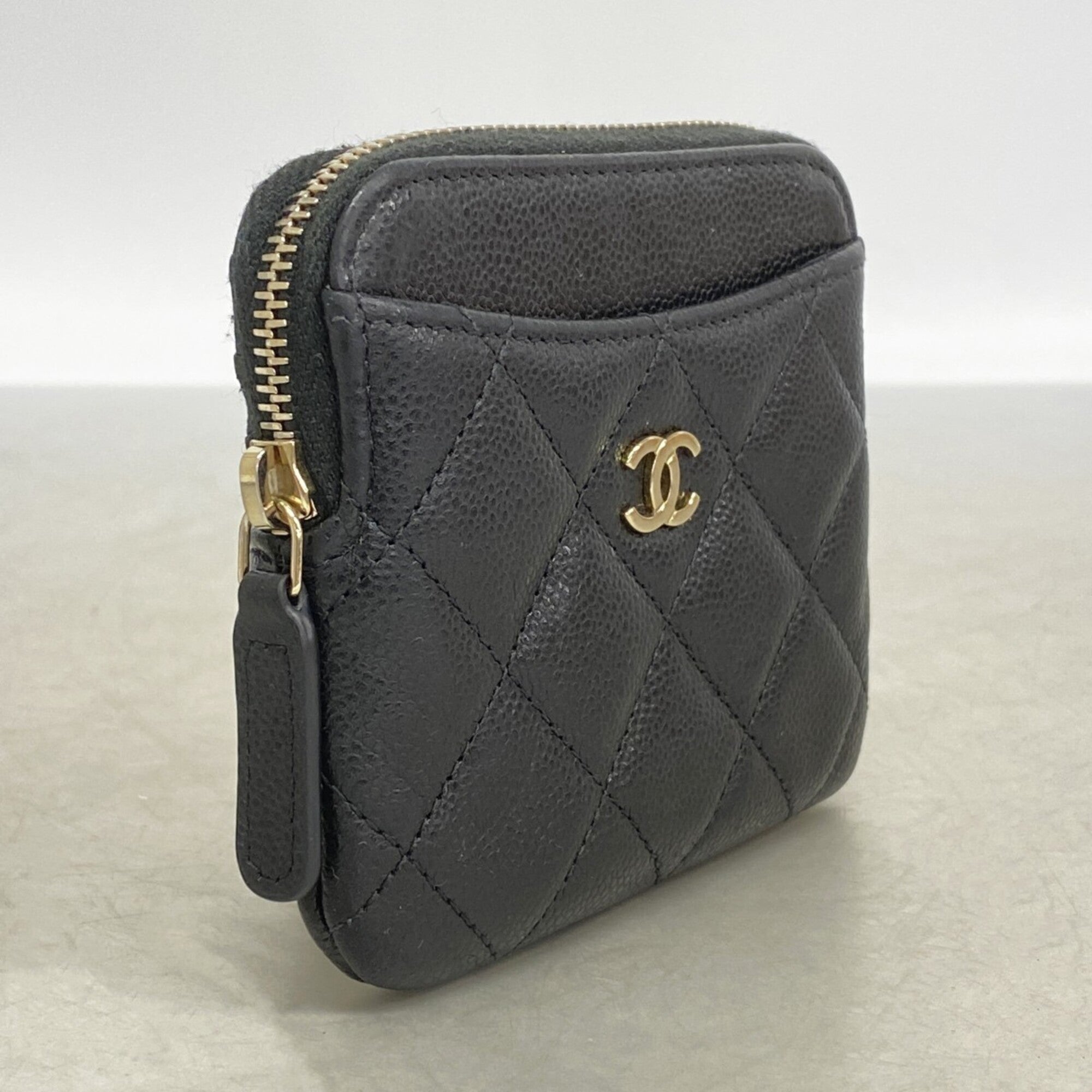 Chanel Black Grained Calfskin Coin Purse/Coin Case (Pre-Owned)