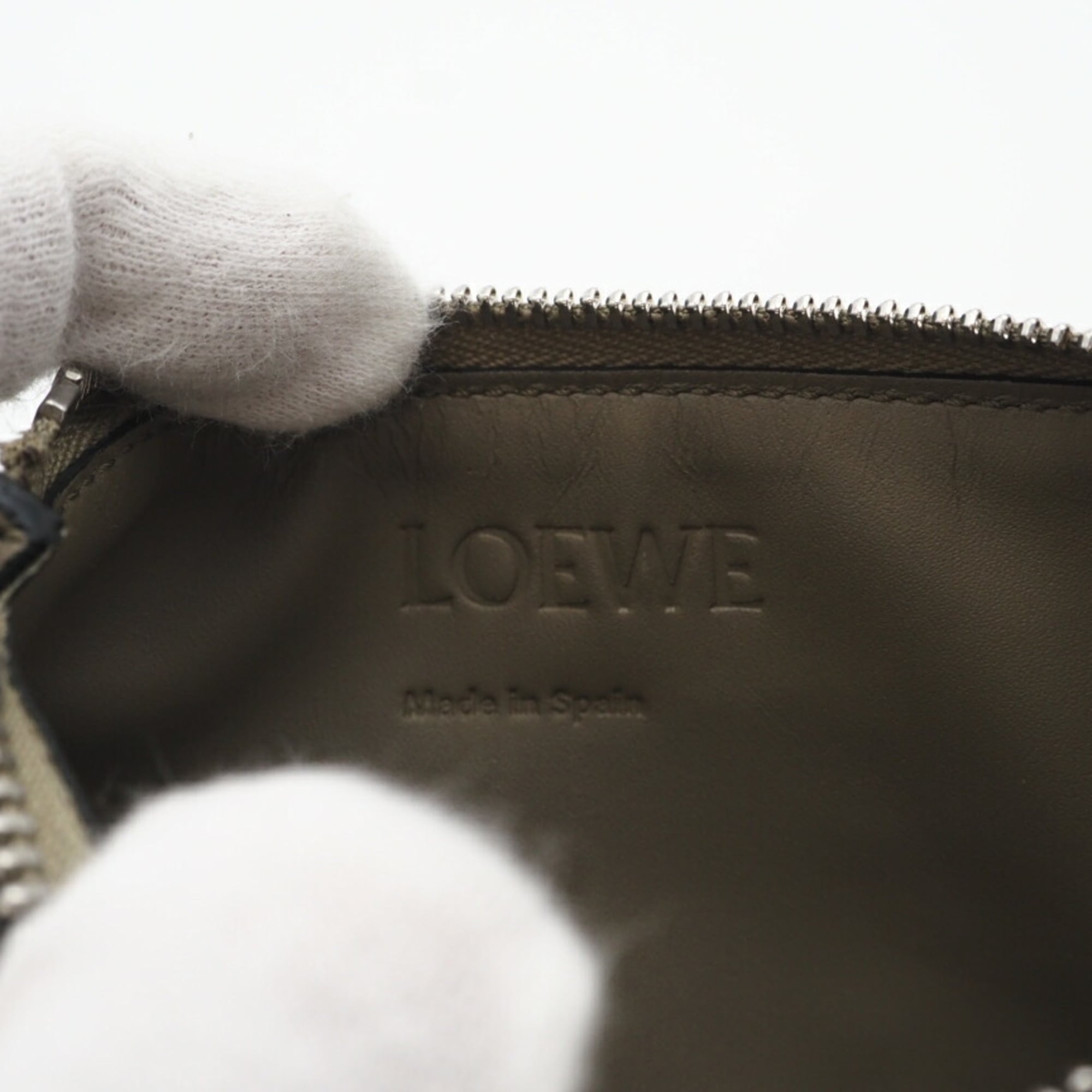Loewe Khaki Yellow Leather Coin Purse/Coin Case (Pre-Owned)