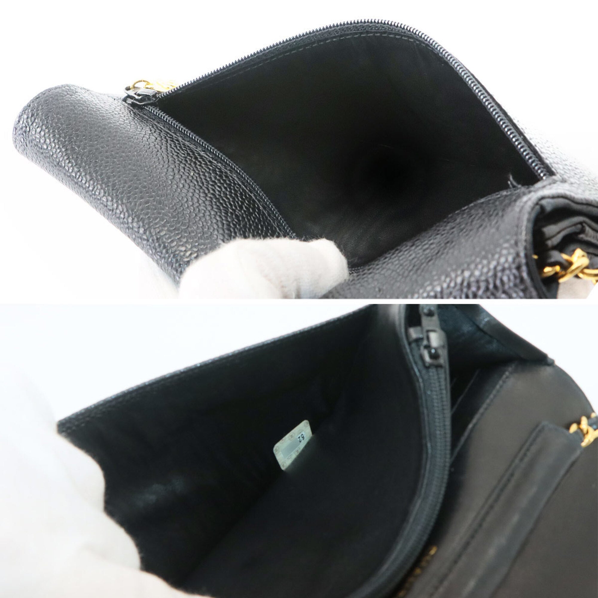 Chanel Black Grained Calfskin Chain/Shoulder Wallet (Pre-Owned)