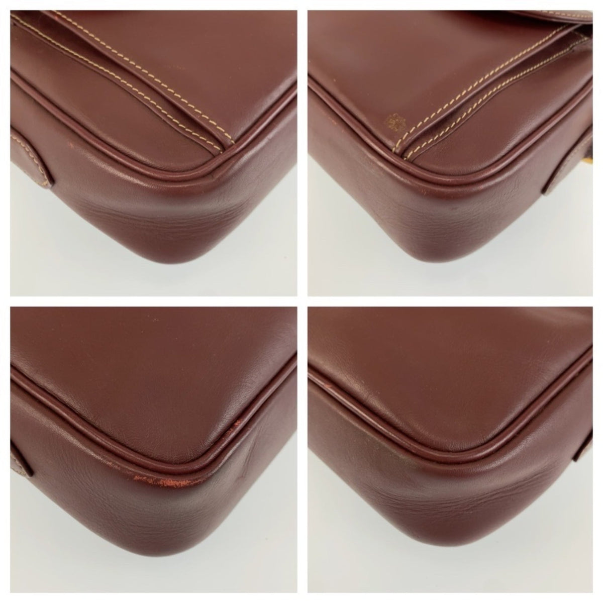 Cartier Wine Red Leather Pochette Shoulder Bag (Pre-Owned)