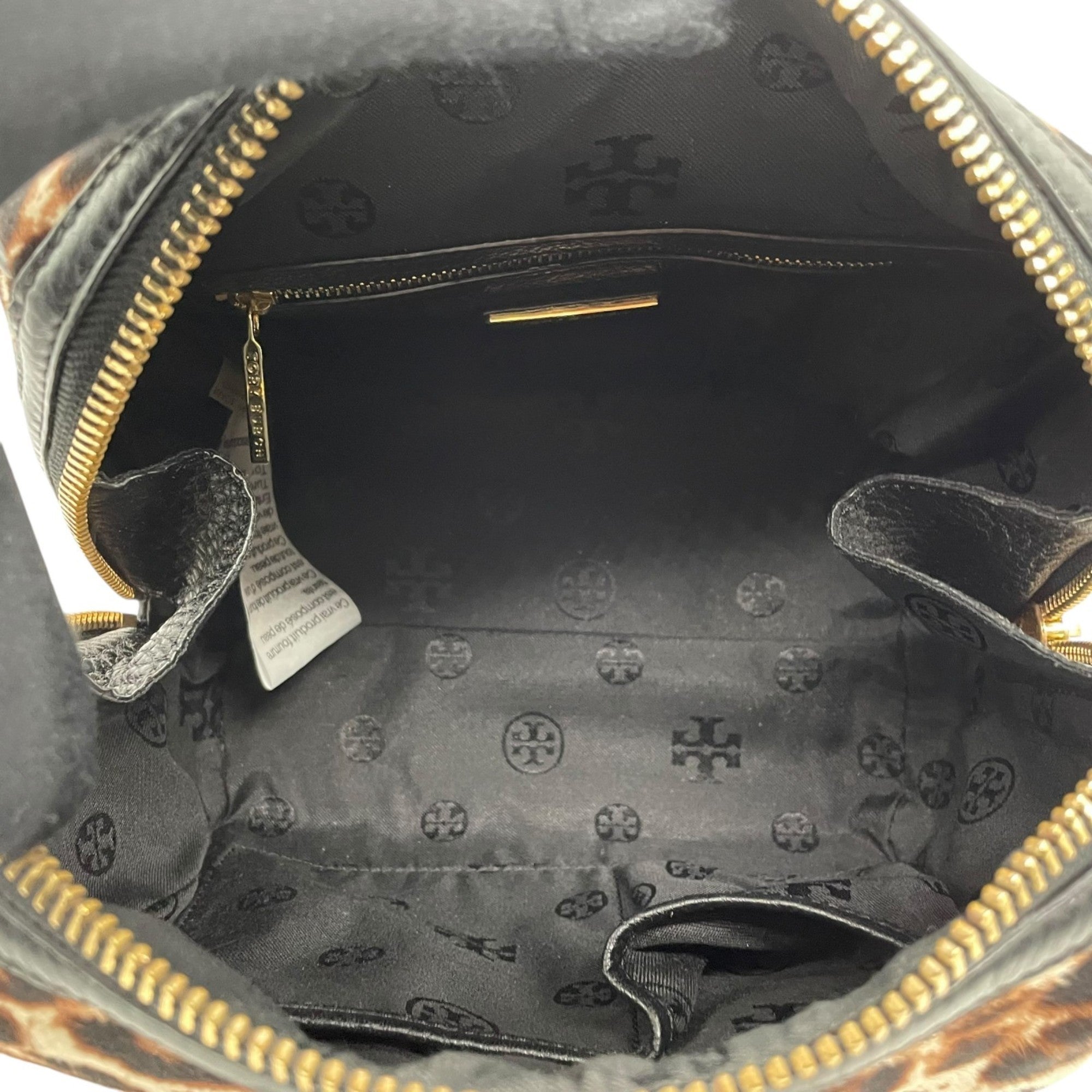 Tory Burch Black Brown Leather Leather Handbag Shoulder Bag (Pre-Owned)