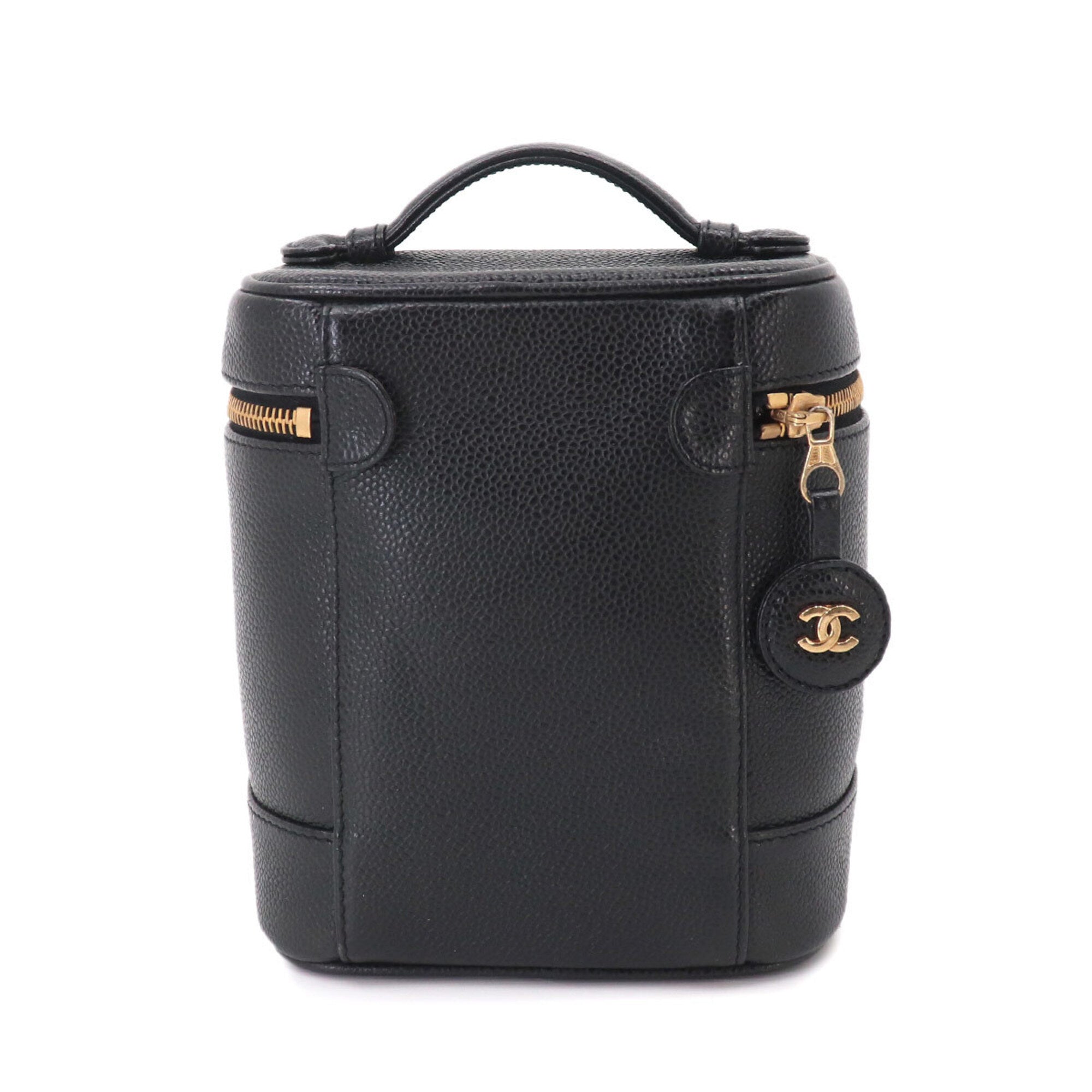 Chanel Black Grained Calfskin Handbag Vanity Bag (Pre-Owned)