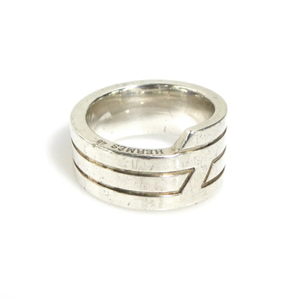 Hermes Silver 925 Band Ring (Pre-Owned)