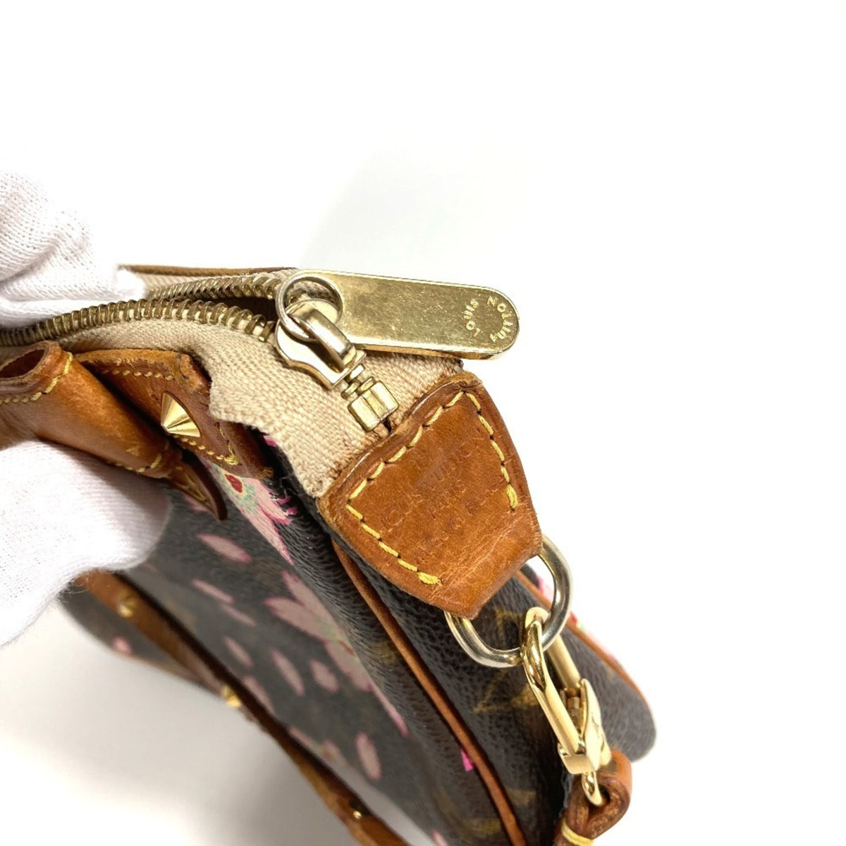 Louis Vuitton Brown Pink Monogram Cherry Blossom Handbag Pouch Shoulder Bag (Pre-Owned)