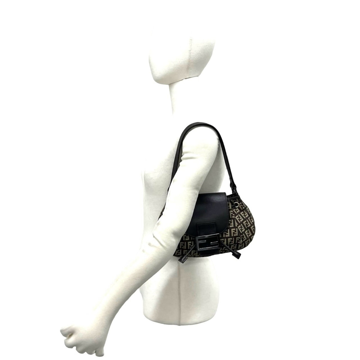 Fendi Beige Brown Canvas Leather Handbag Shoulder Bag (Pre-Owned)
