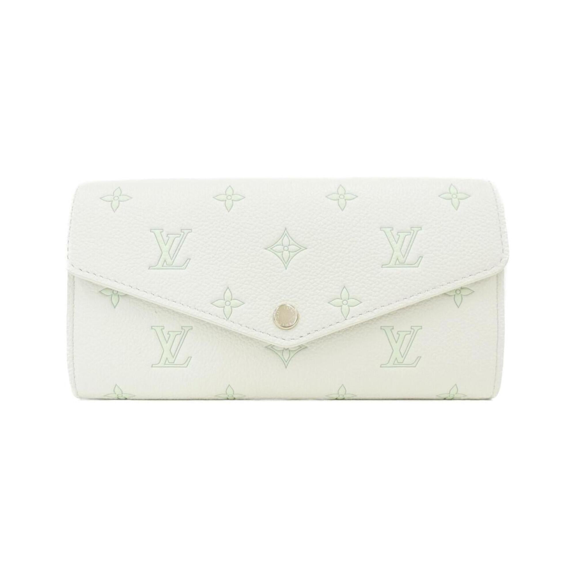 Louis Vuitton Green White Leather Long Wallet (Bi-Fold) (Pre-Owned)