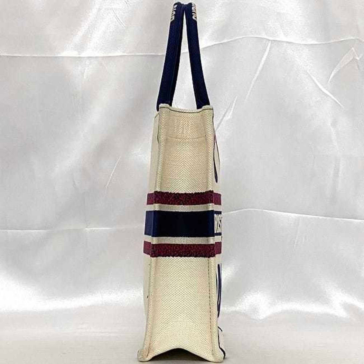 Christian Dior Navy Red Color White Canvas Handbag (Pre-Owned)