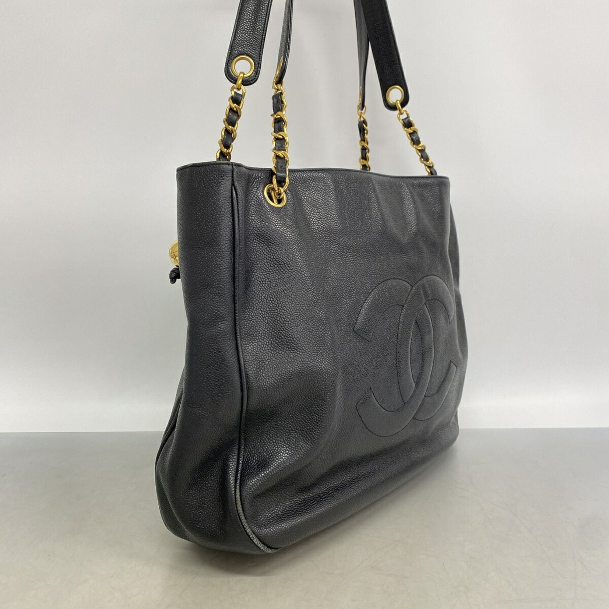 Chanel Black Grained Calfskin Tote Bag (Pre-Owned)