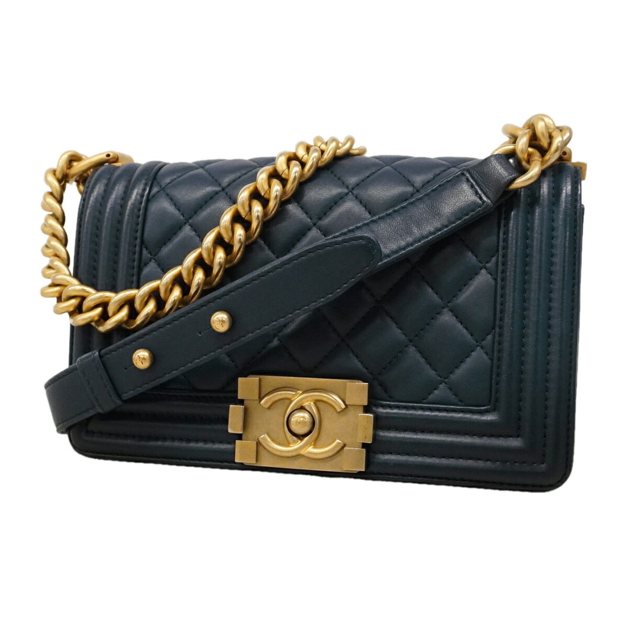 Chanel Navy Leather Shoulder Bag (Pre-Owned)