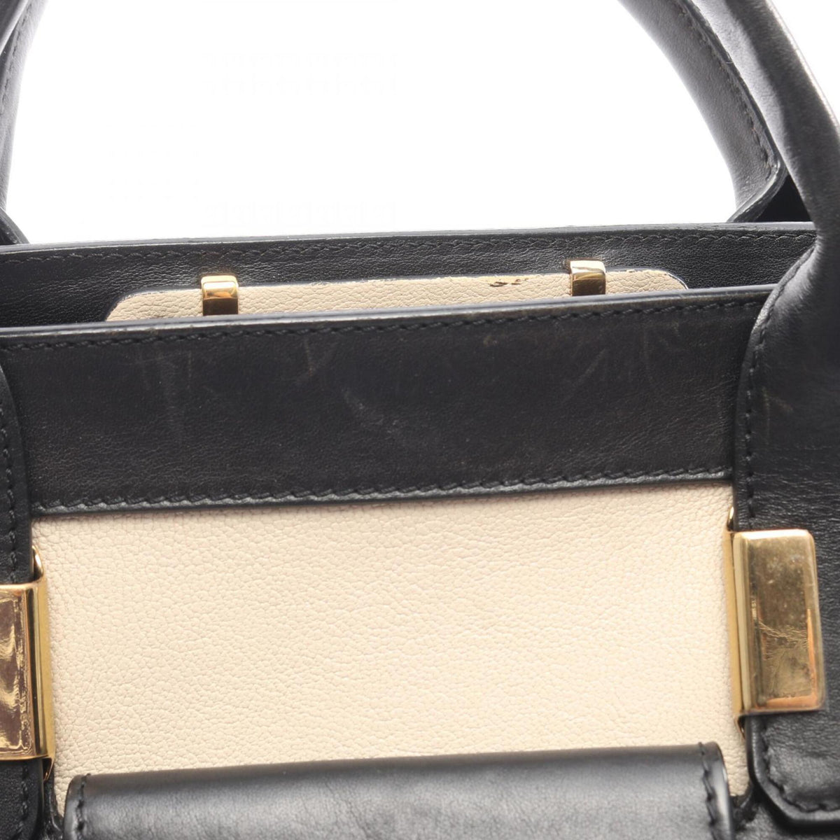 Chloé Beige Black Leather Handbag (Pre-Owned)