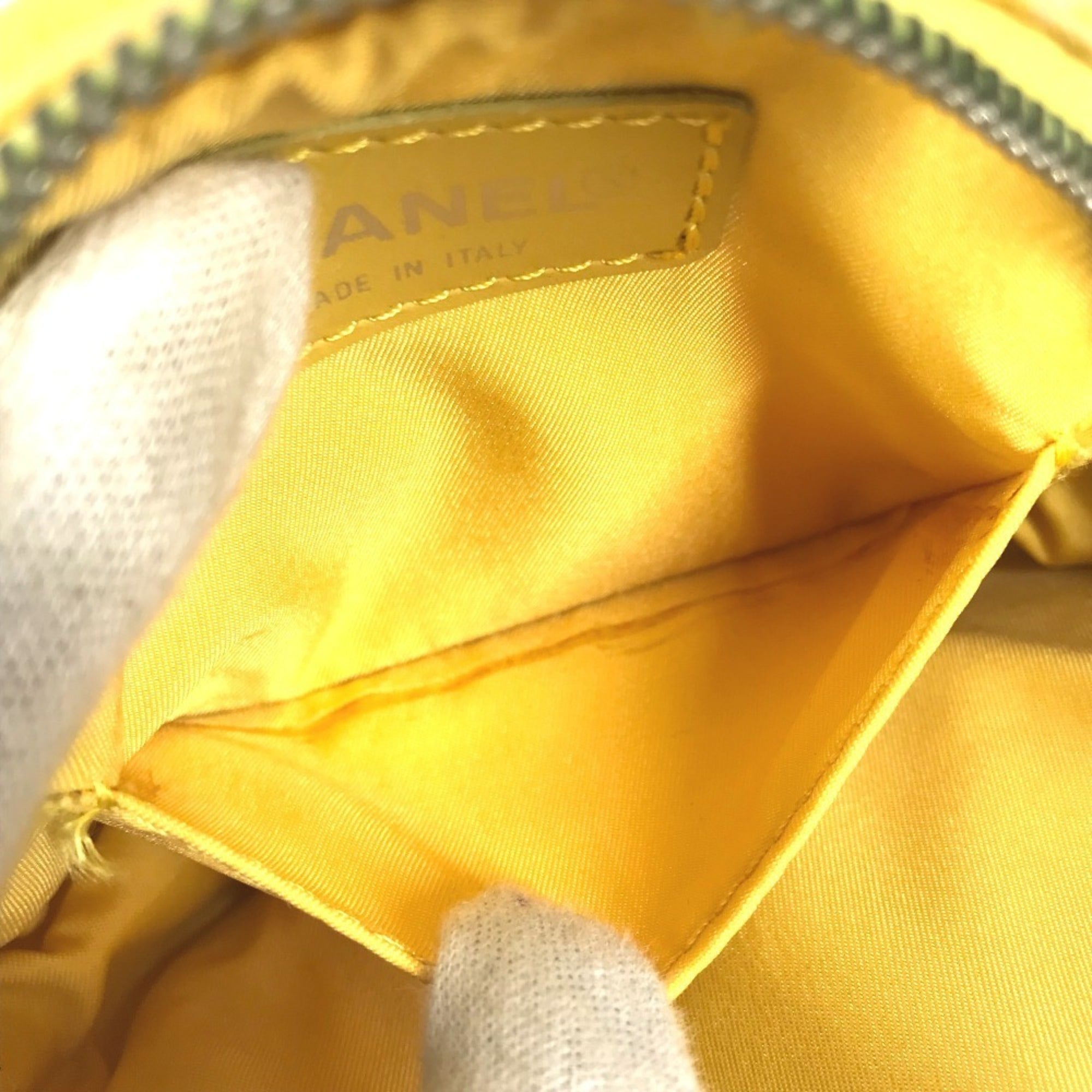 Chanel New Travel Line Yellow Nylon Pouch Wash Bag (Pre-Owned)