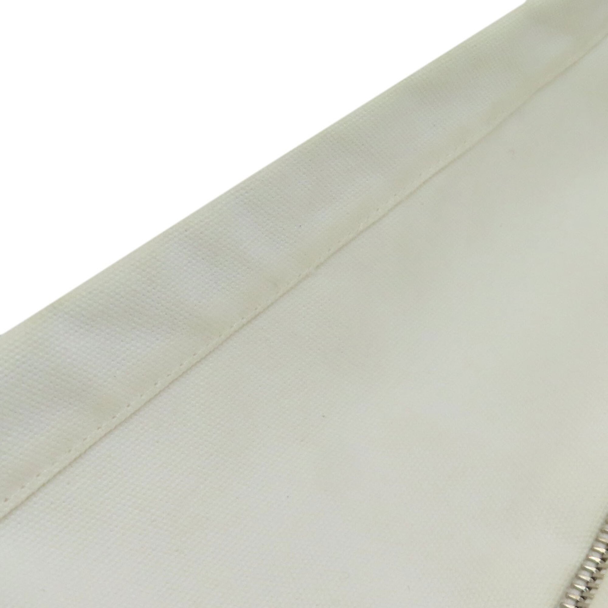 Hermes Red Color White Canvas Tote Bag (Pre-Owned)