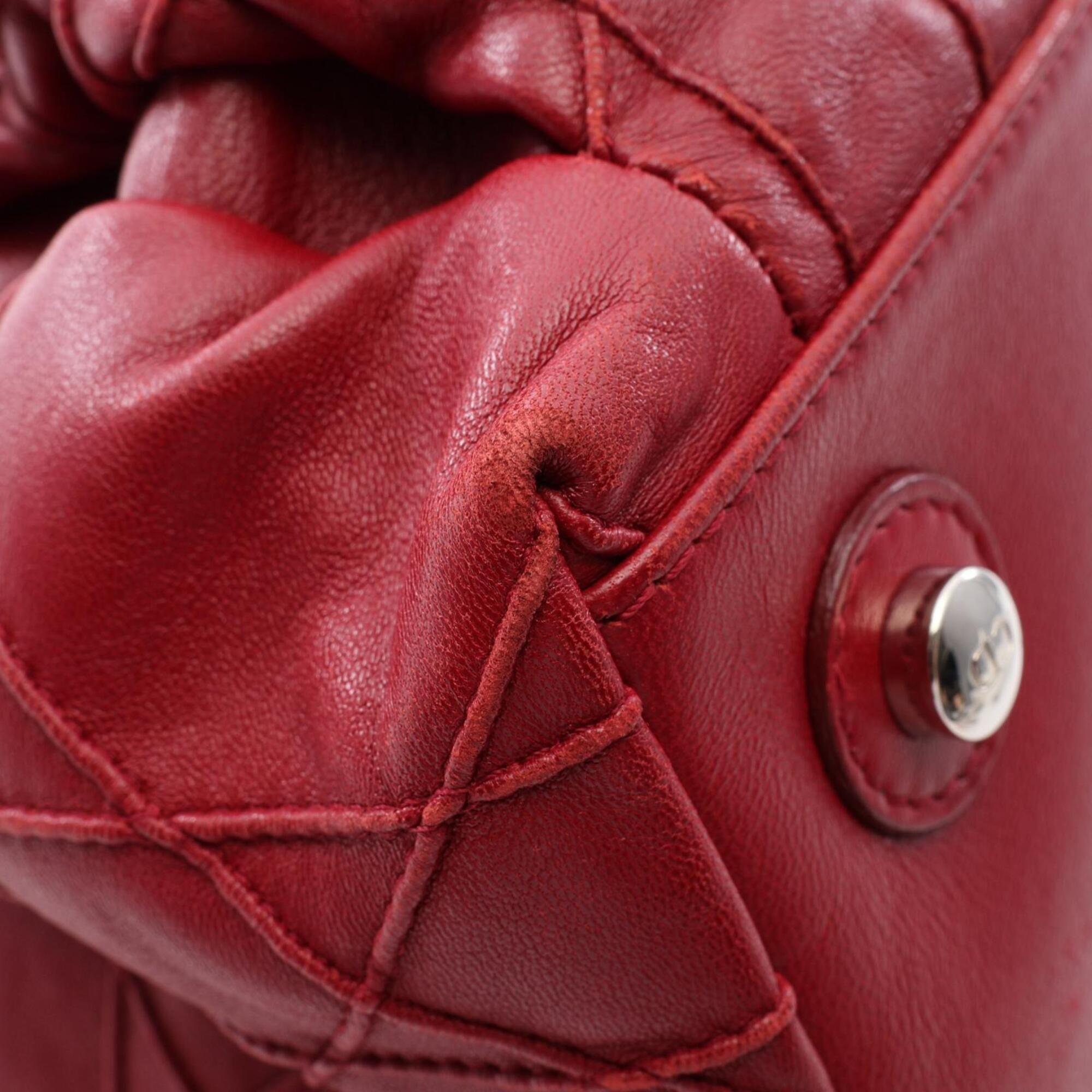Christian Dior Red Color Leather Handbag Tote Bag (Pre-Owned)