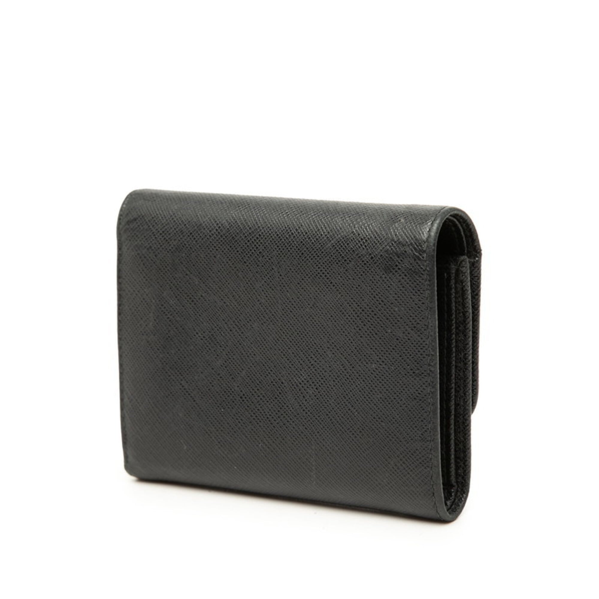 Prada Black Leather Wallet (Tri-Fold) (Pre-Owned)