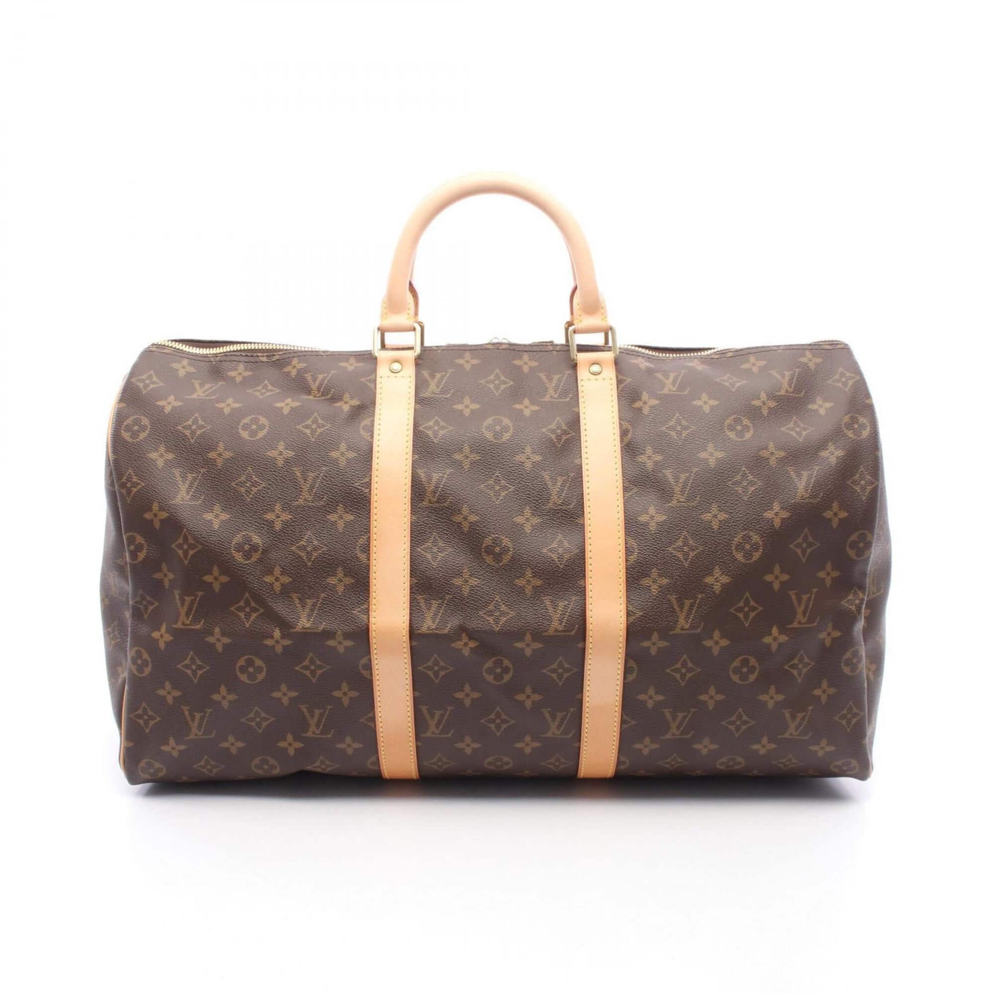 Louis Vuitton Brown Monogram Coated Canvas Leather Boston Bag Handbag (Pre-Owned)