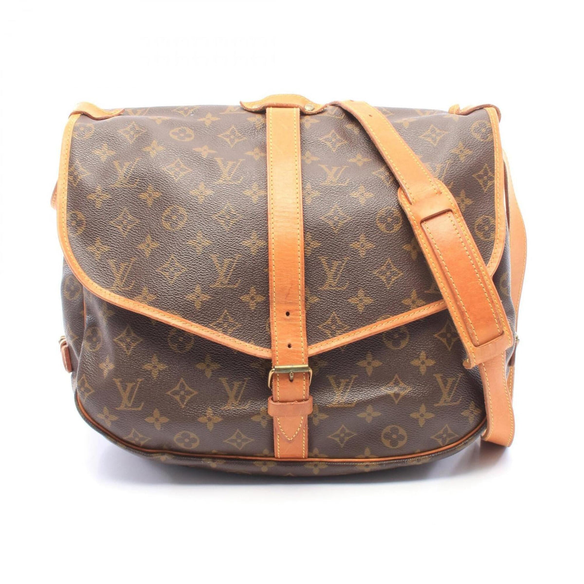 Louis Vuitton Brown Coated Canvas Leather Handbag Shoulder Bag (Pre-Owned)