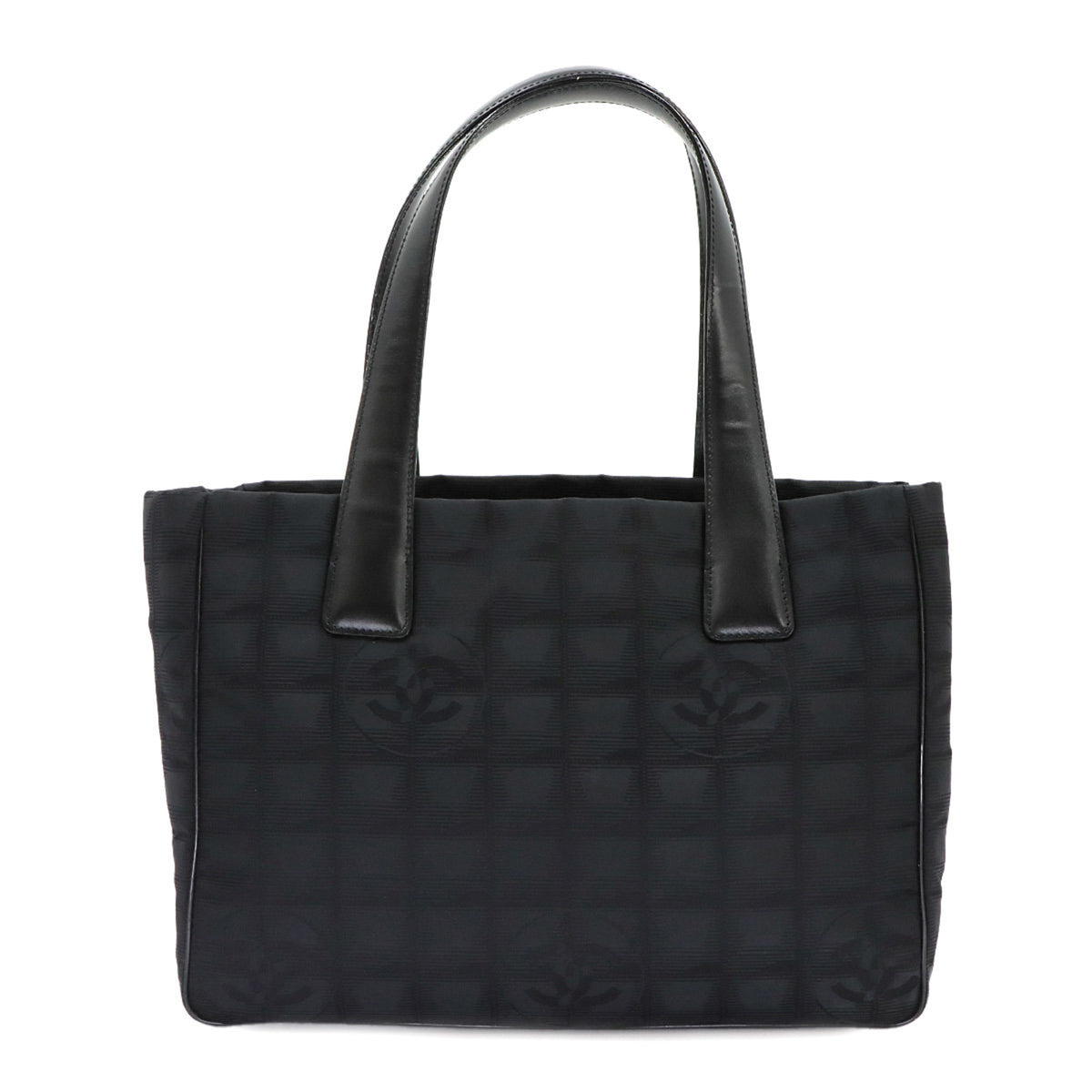 Chanel Black Jacquard Leather Handbag Tote Bag (Pre-Owned)