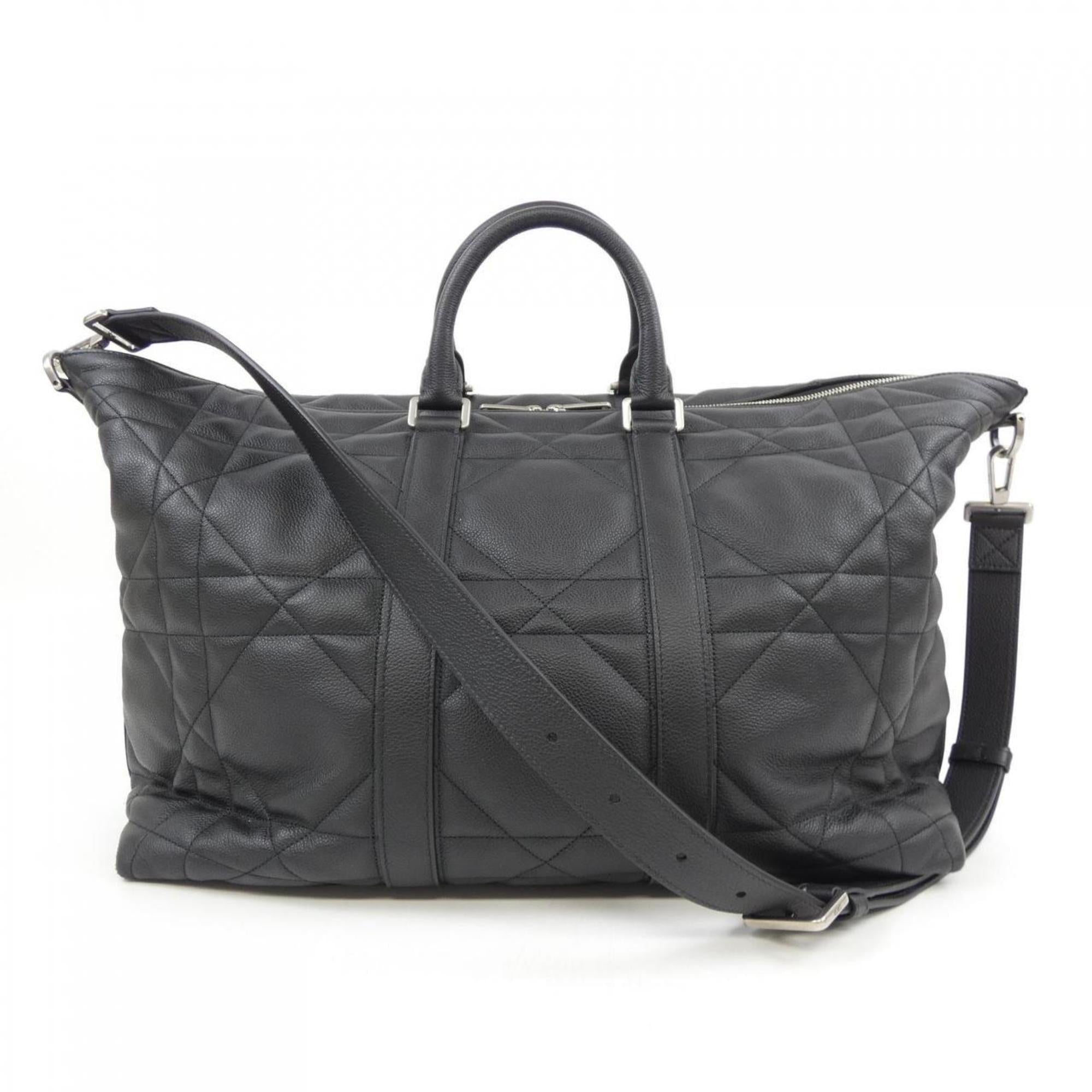 Christian Dior Black Leather Handbag Weekend Bag (Pre-Owned)