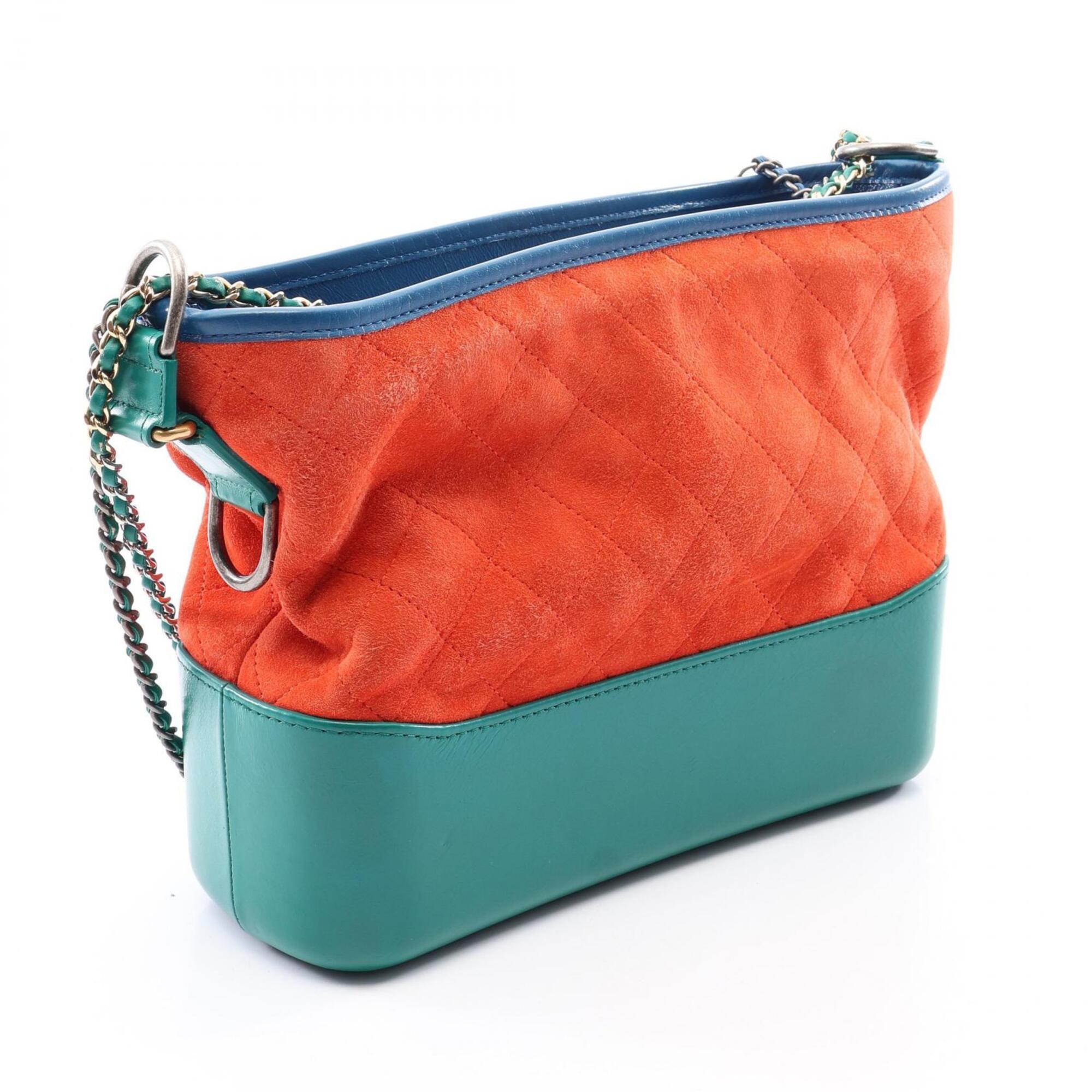 Chanel Blue Green Orange Suede Leather Handbag Shoulder Bag (Pre-Owned)