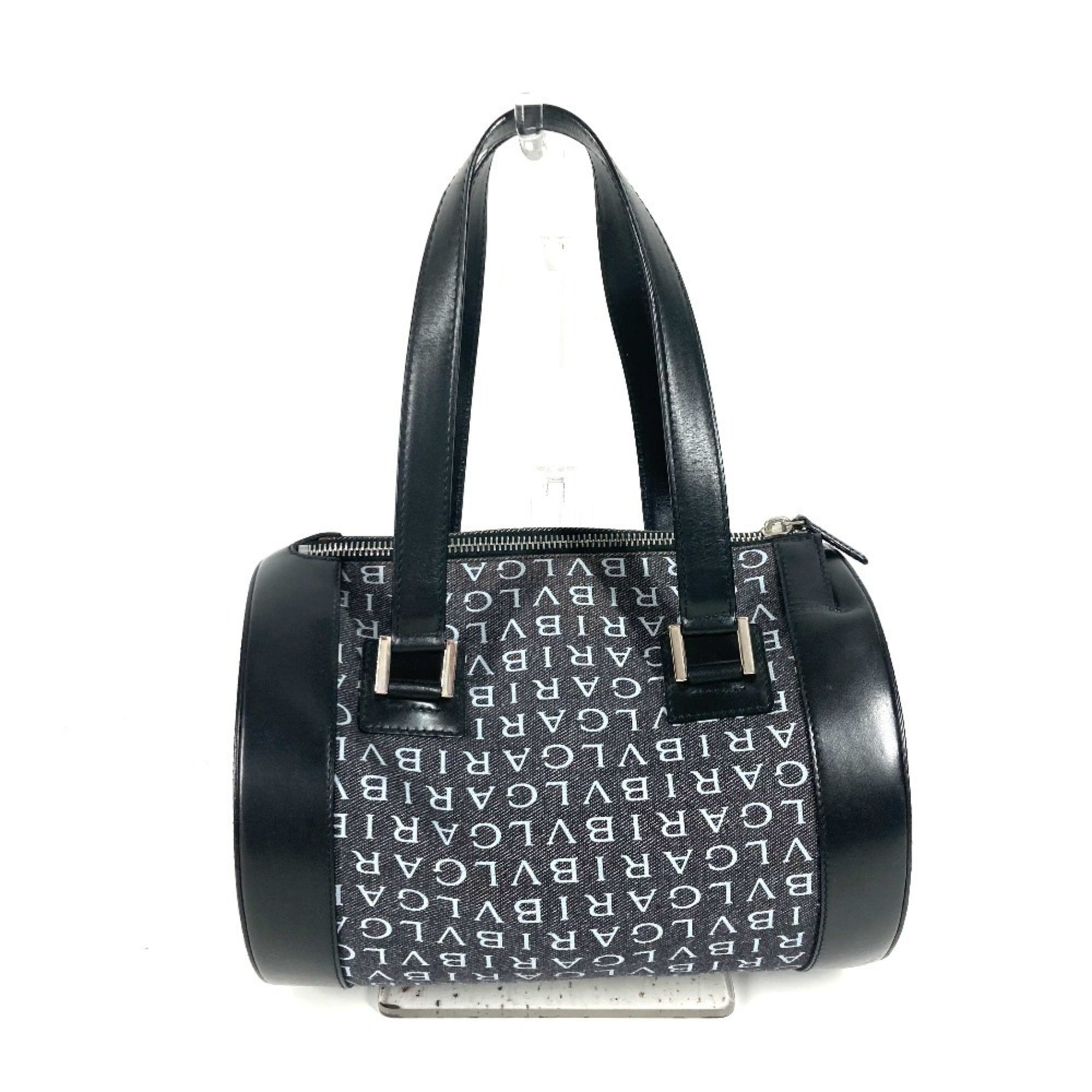Bvlgari B.Zero1 Black Denim Leather Handbag Shoulder Bag (Pre-Owned)
