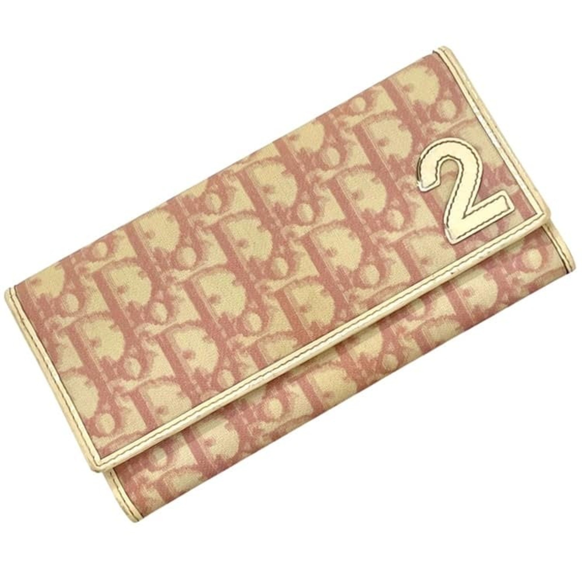 Christian Dior Pink White Pvc Long Wallet (Bi-Fold) (Pre-Owned)