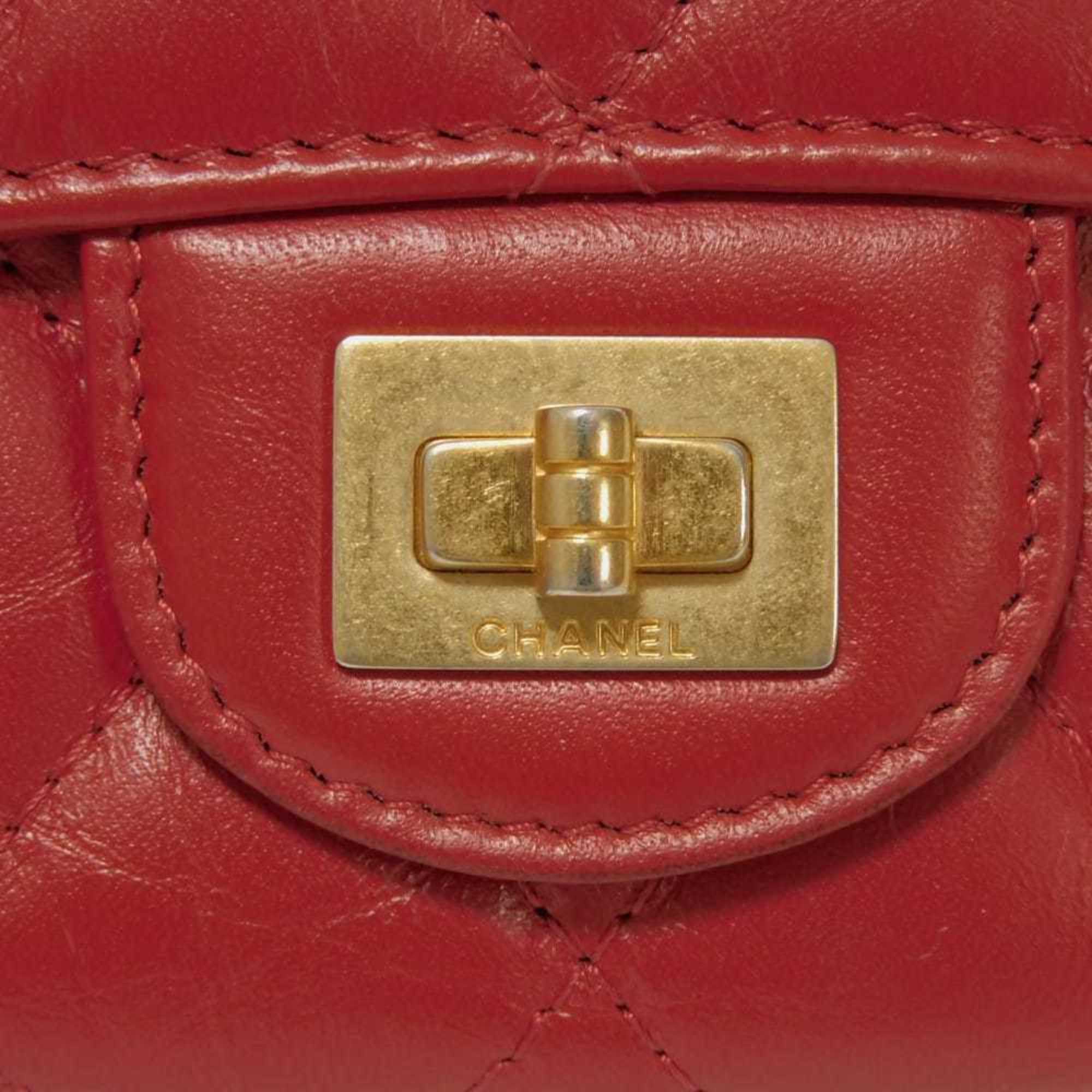 Chanel Red Color Leather Wallet (Bi-Fold) (Pre-Owned)