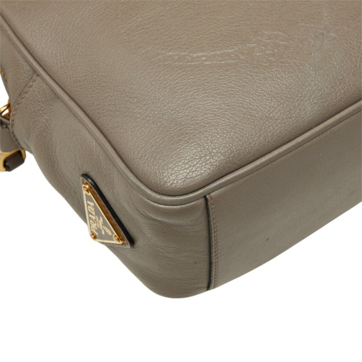 Prada Gray Leather Shoulder Bag (Pre-Owned)