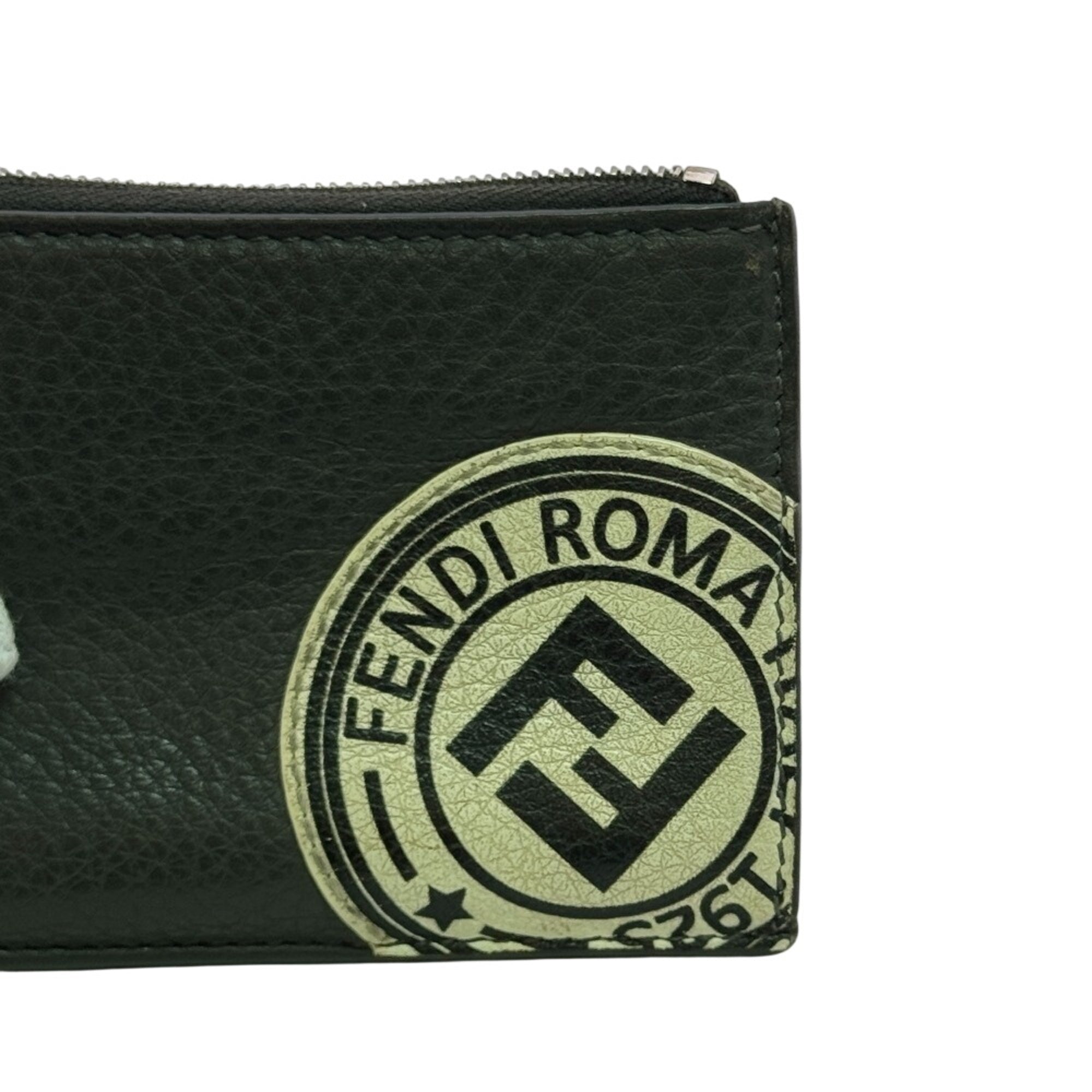 Fendi Gray Leather Coin Purse/Coin Case (Pre-Owned)