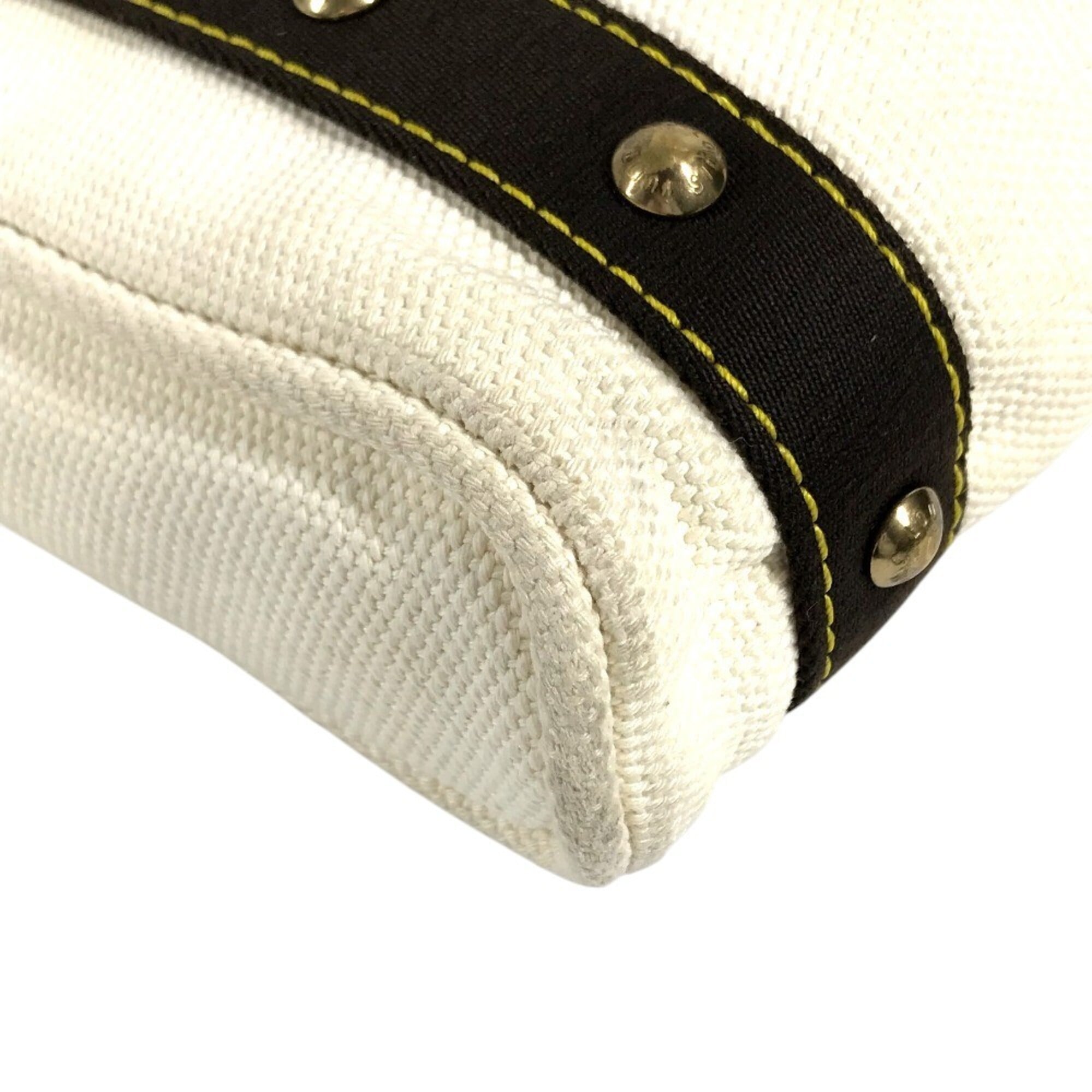 Louis Vuitton Brown White Cotton Handbag Tote Bag (Pre-Owned)