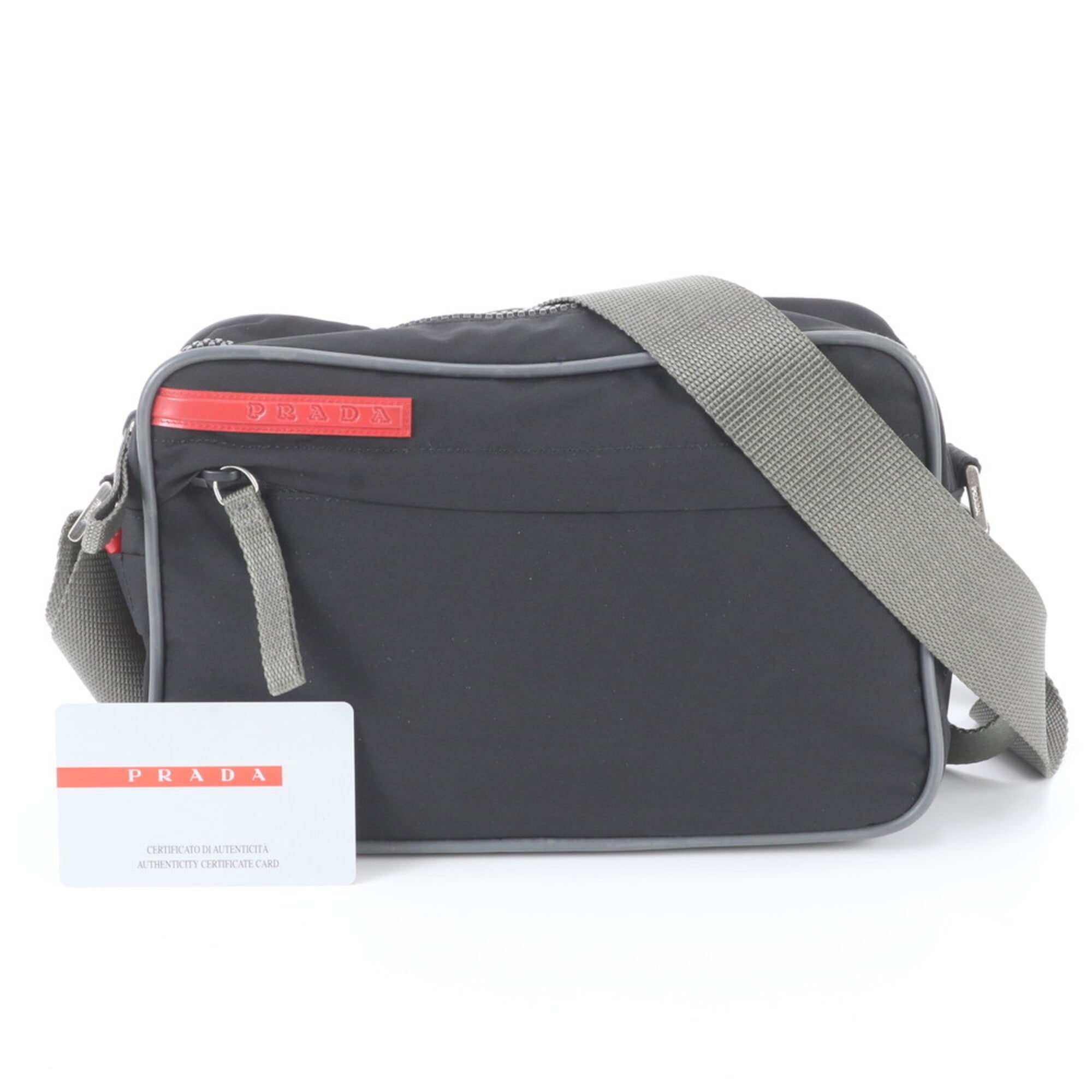 Pradasports Black Gray Messenger Bag Shoulder Bag (Pre-Owned)