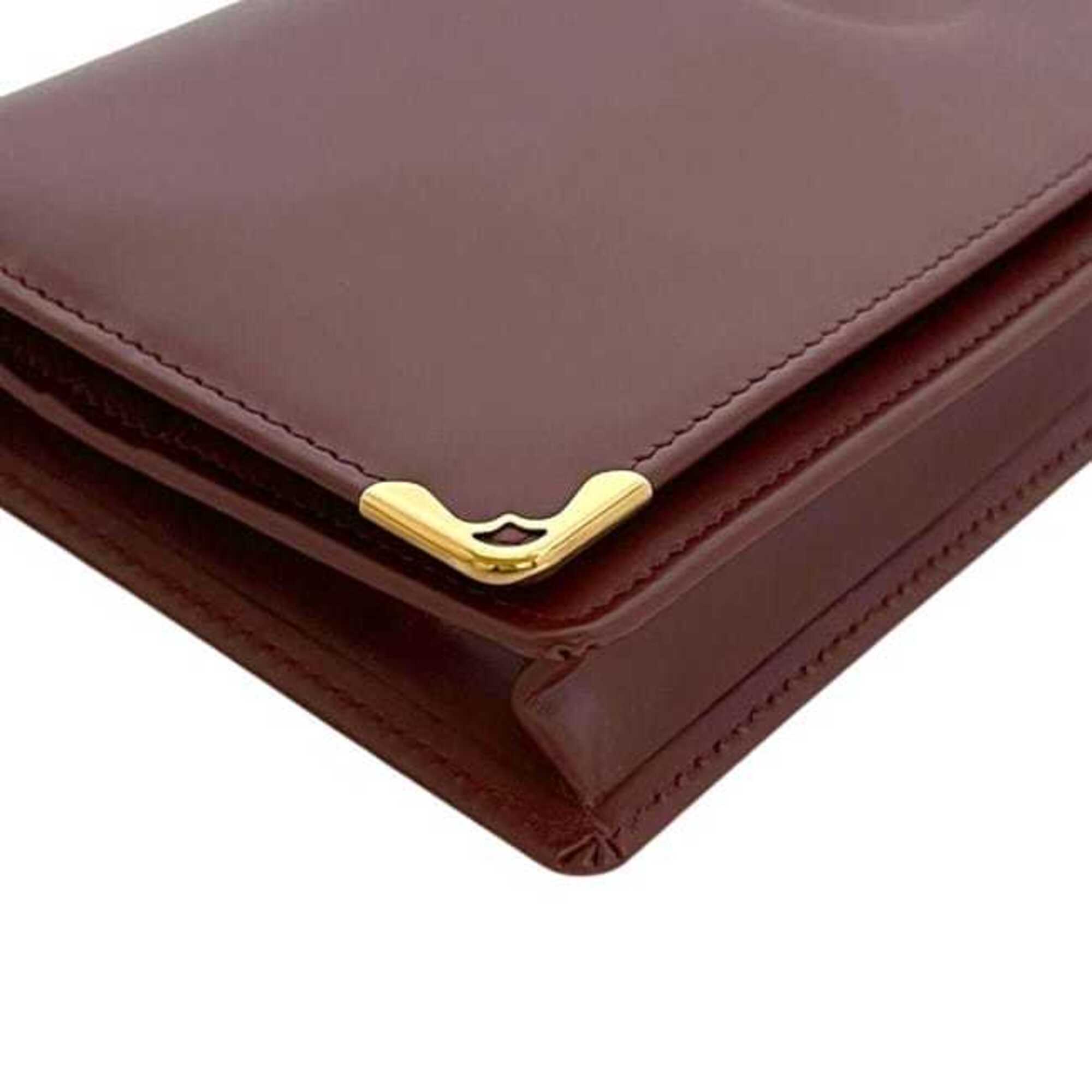 Cartier Must Bordeaux Leather Long Wallet (Bi-Fold) (Pre-Owned)