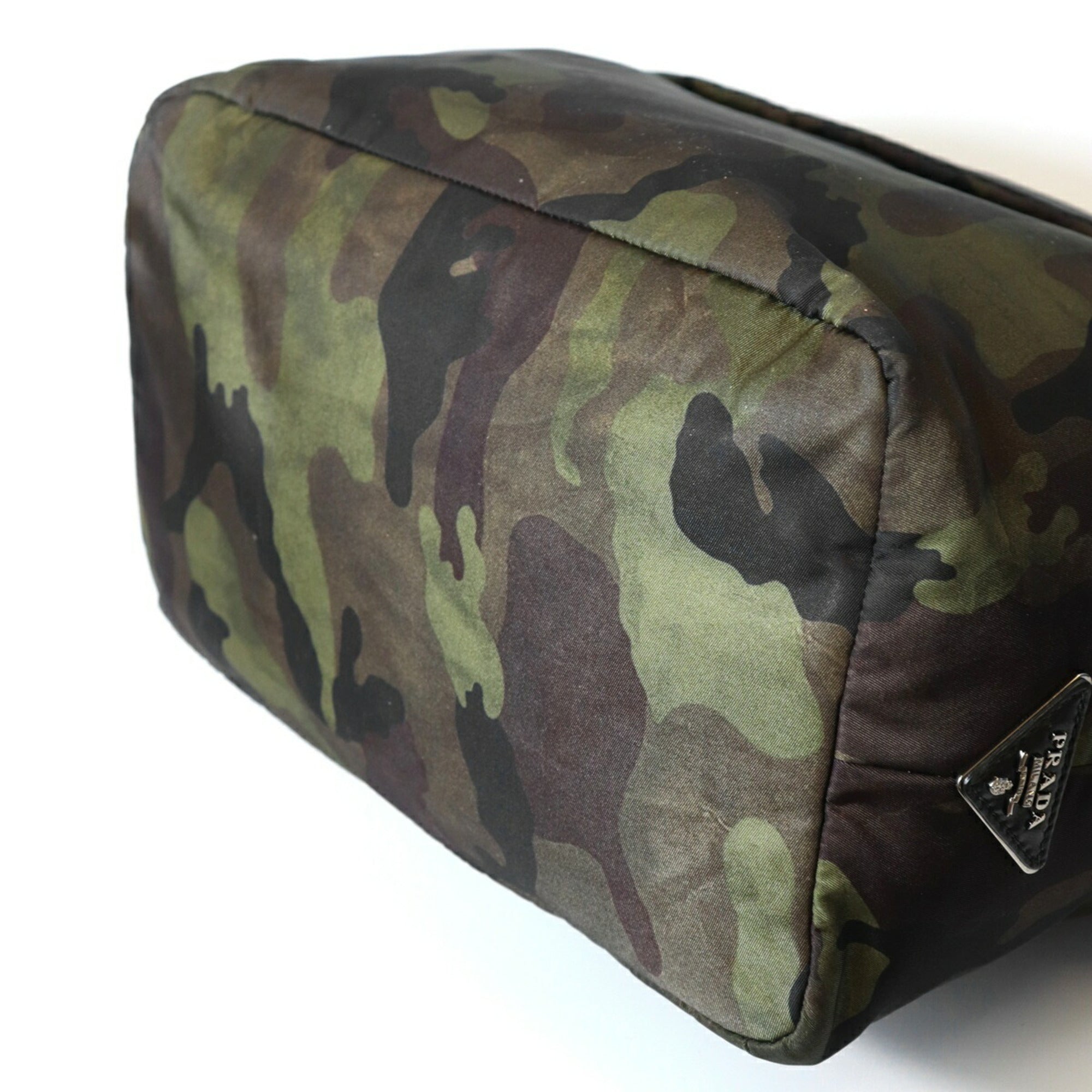 Prada Camouflage Green Khaki Nylon Handbag Shoulder Bag Tote Bag (Pre-Owned)