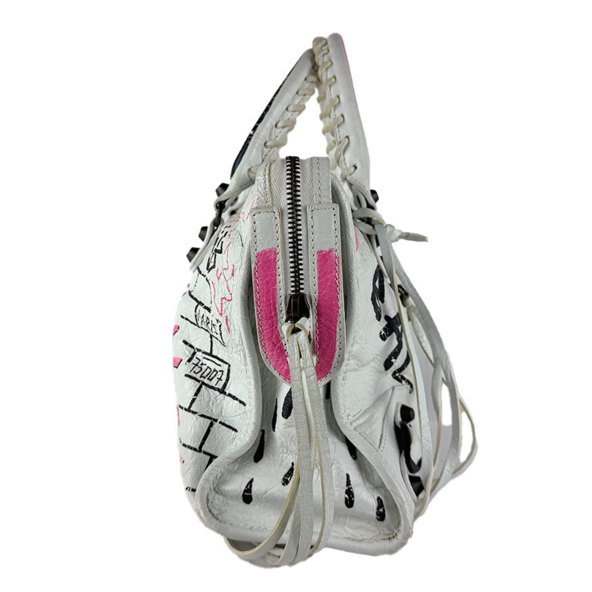 Balenciaga Black Pink White Leather Handbag (Pre-Owned)