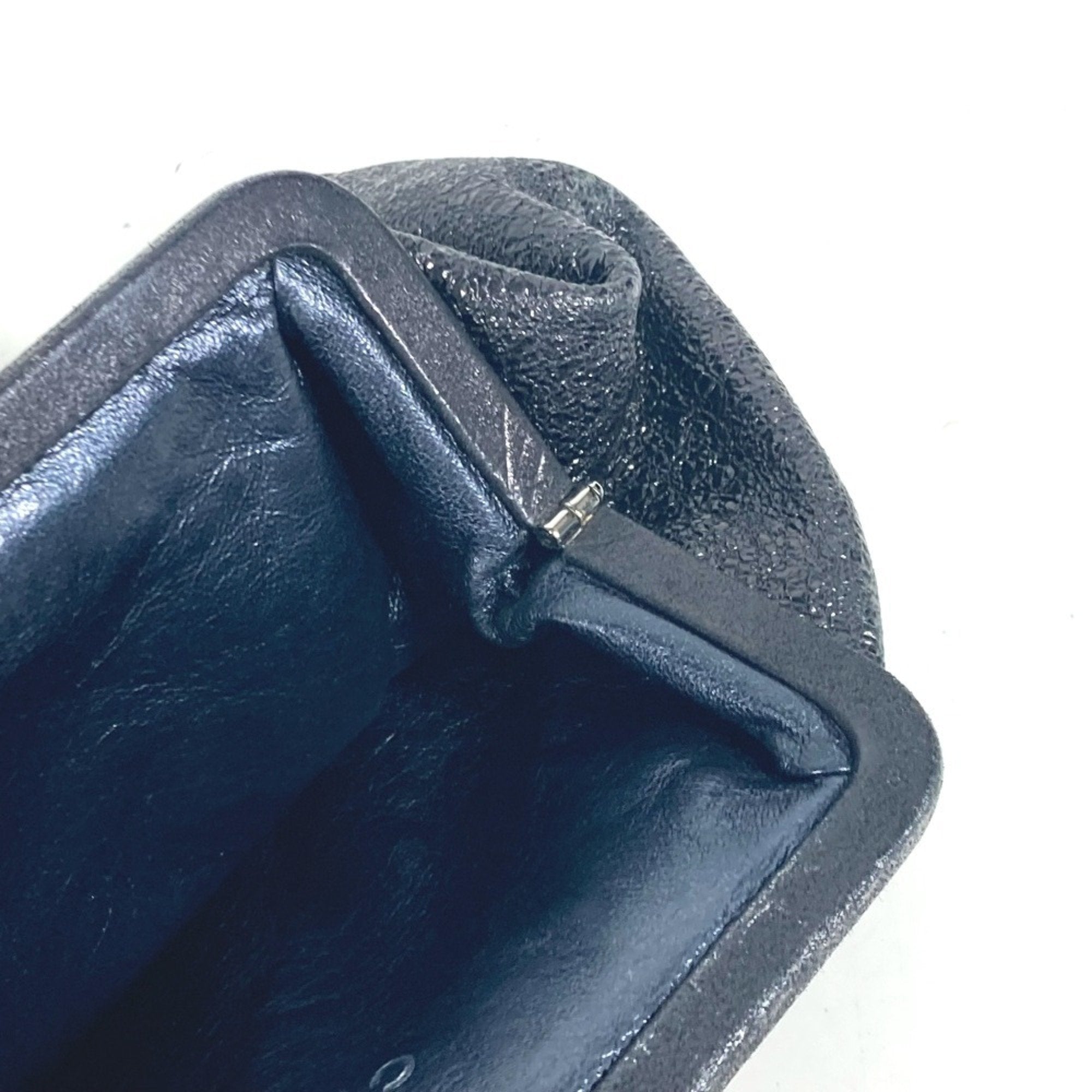 Chanel Dark Navy Leather Clutch Bag Pouch (Pre-Owned)