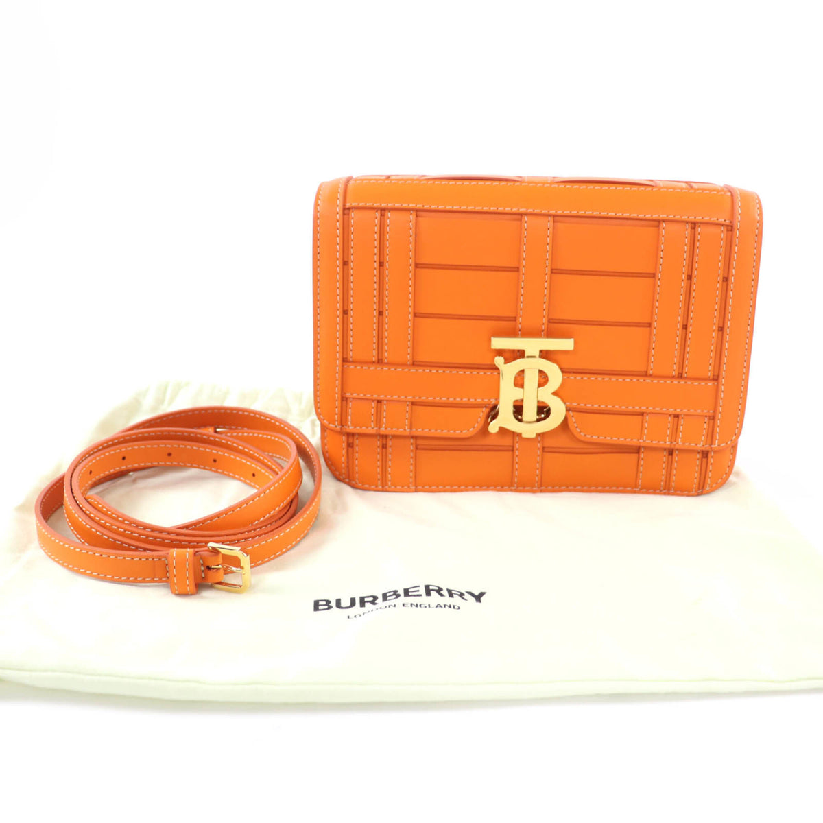 Burberry Orange Leather Clutch Bag Shoulder Bag (Pre-Owned)