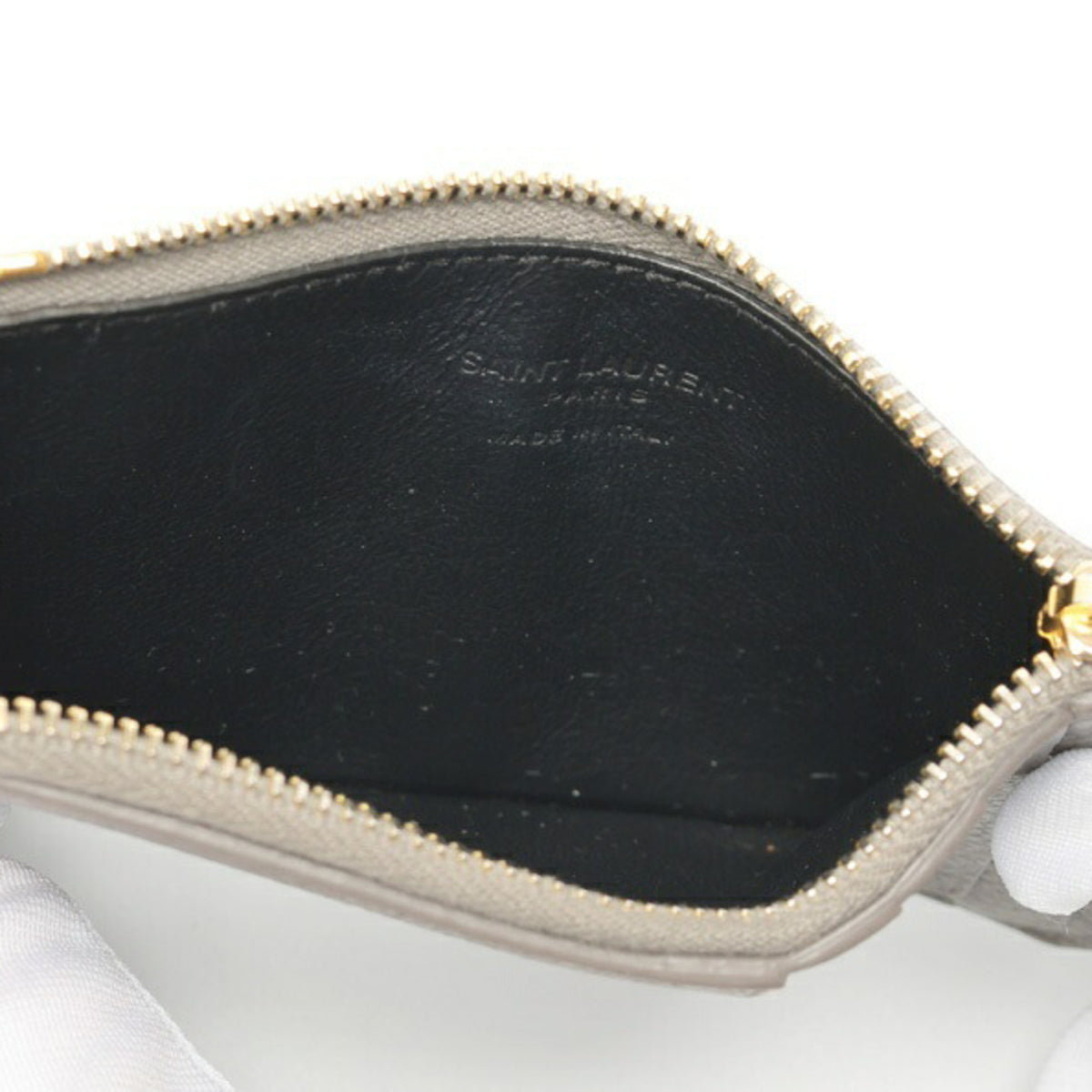 Saint Laurent Gray Leather Coin Purse/Coin Case (Pre-Owned)