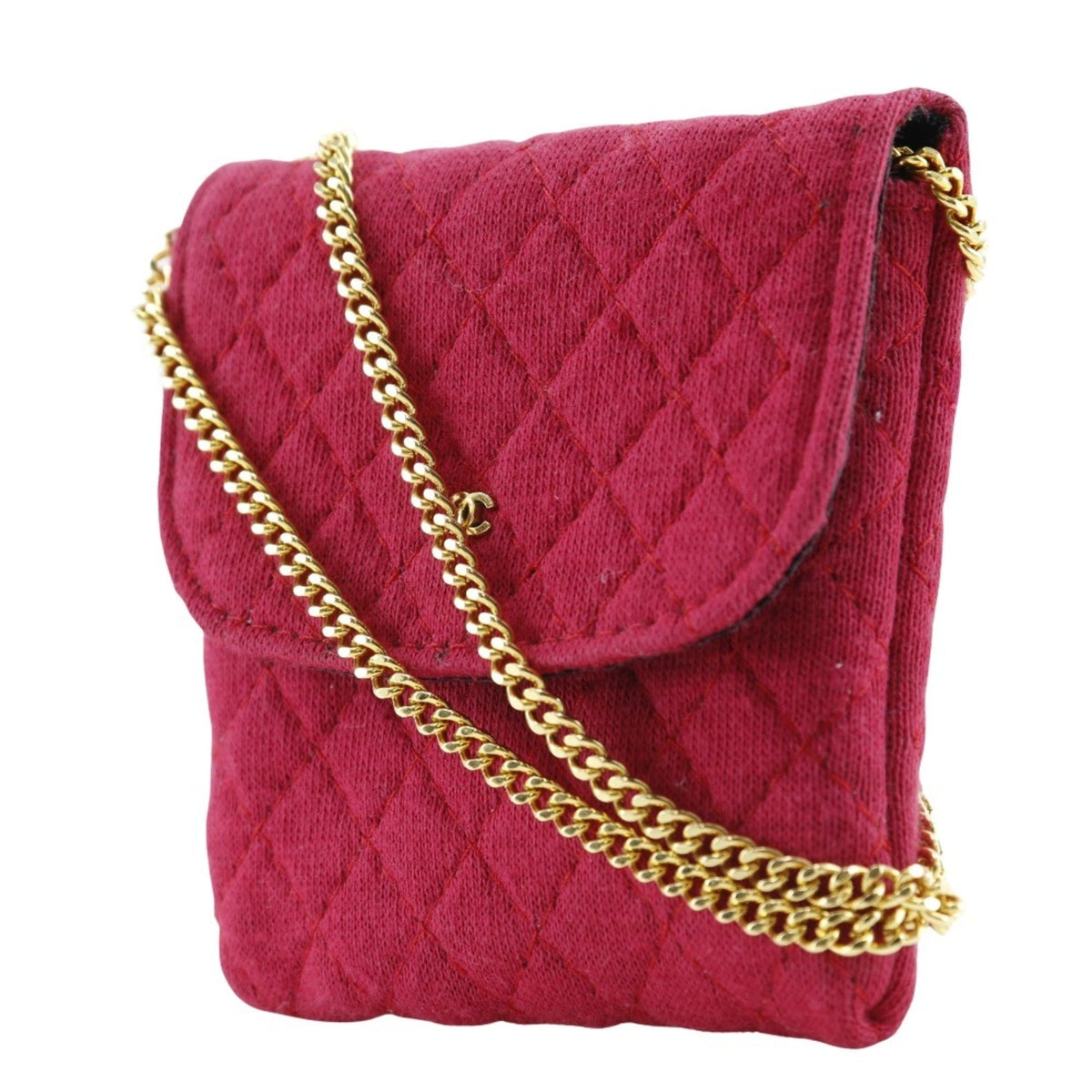 Chanel Red Color Cotton Pouch (Pre-Owned)