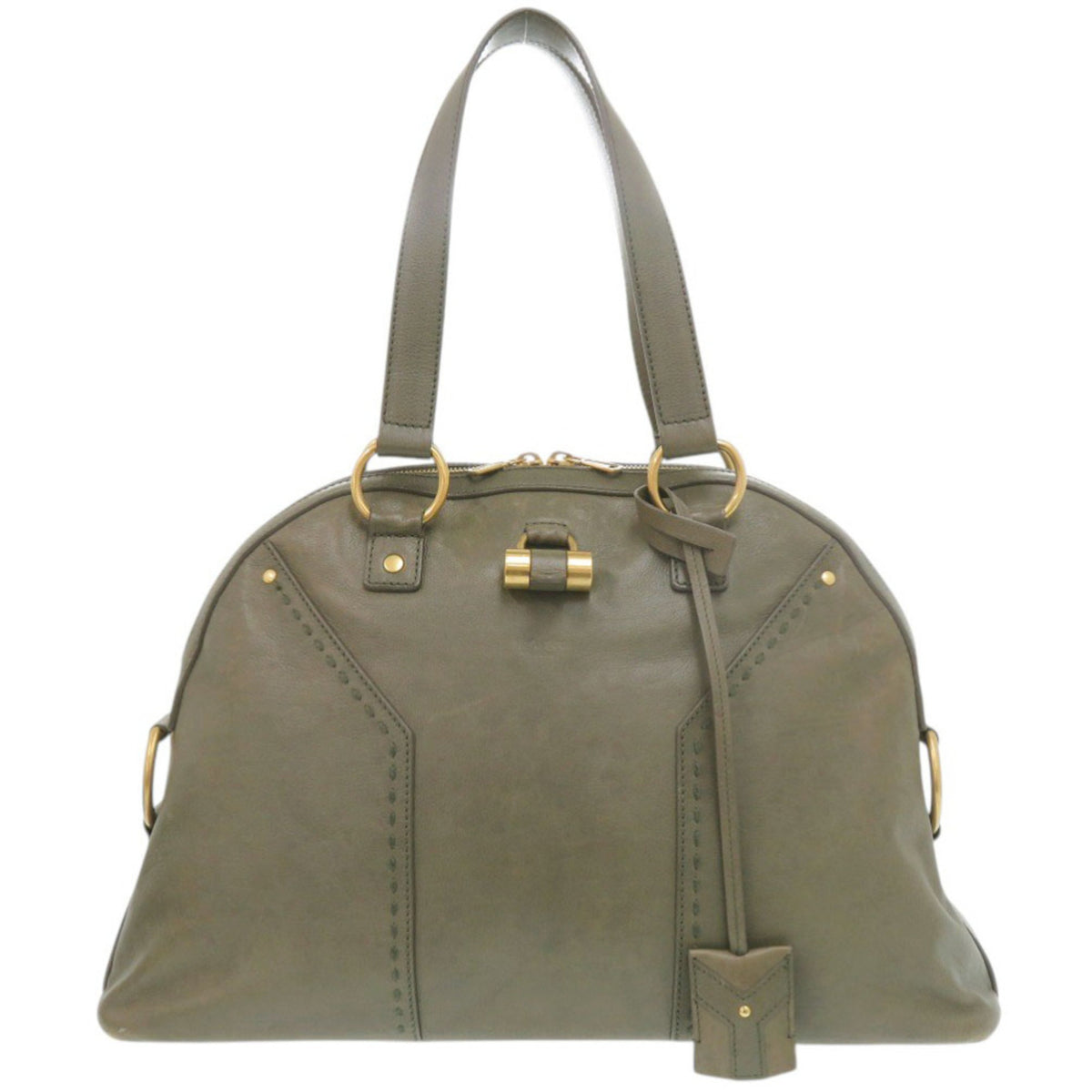 Yves Saint Laurent Muse Olive Leather Handbag (Pre-Owned)