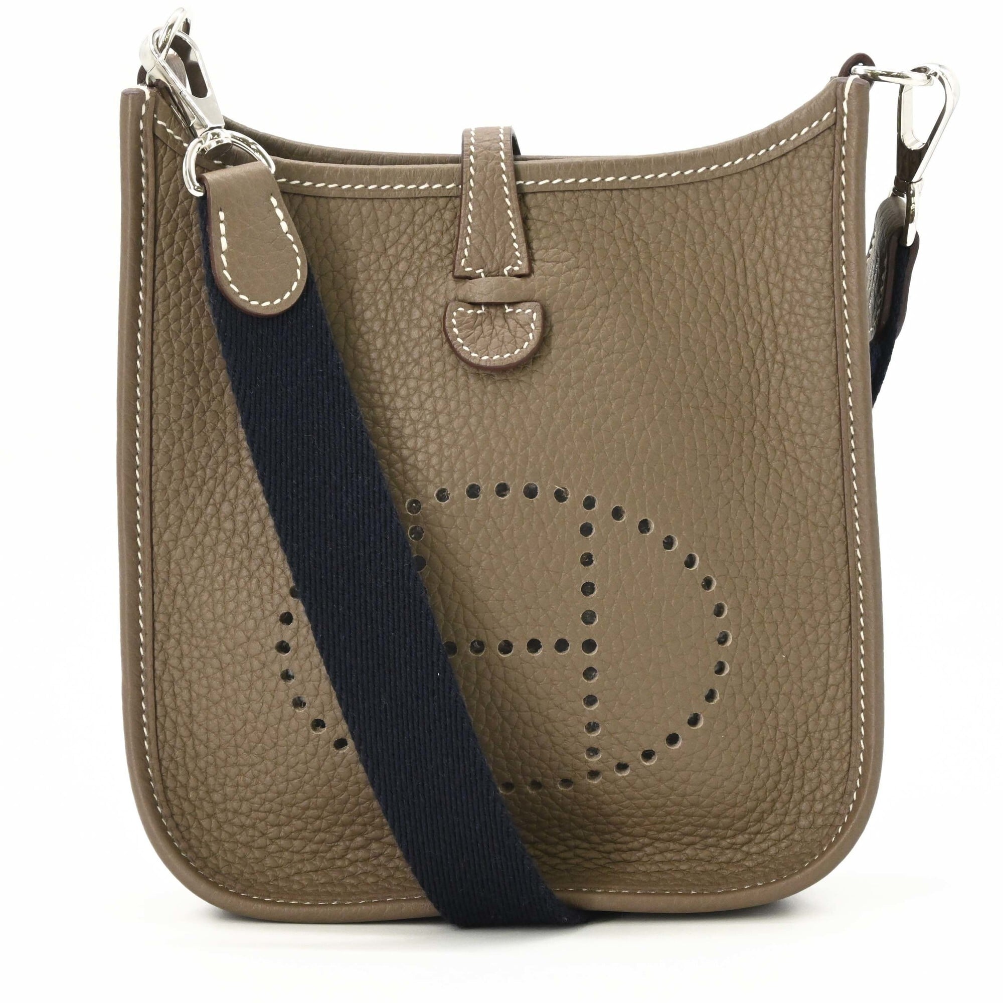 Hermes Etoupe Gray Grayish Taurillon Clemence Leather Shoulder Bag (Pre-Owned)